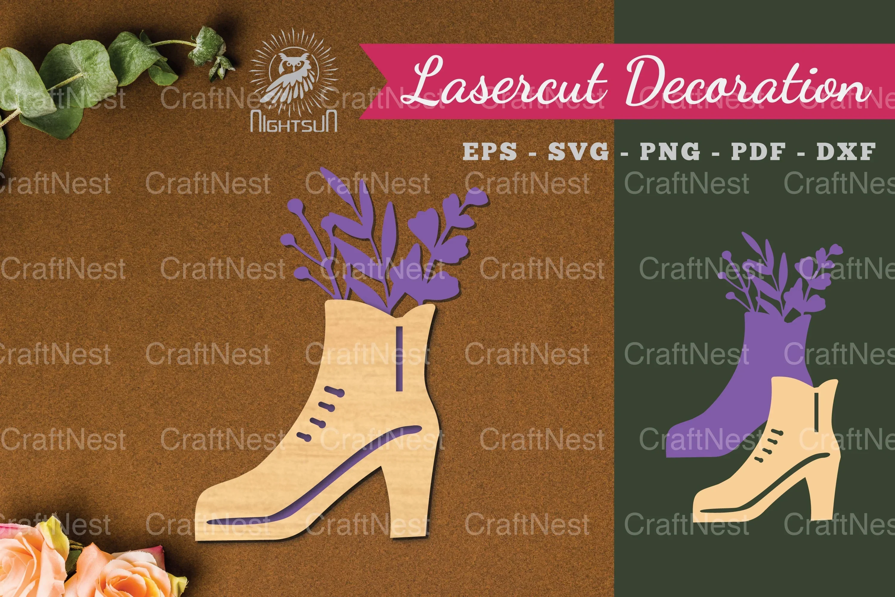 Floral Footwear Laser Cut Decoration Clipart Bundle