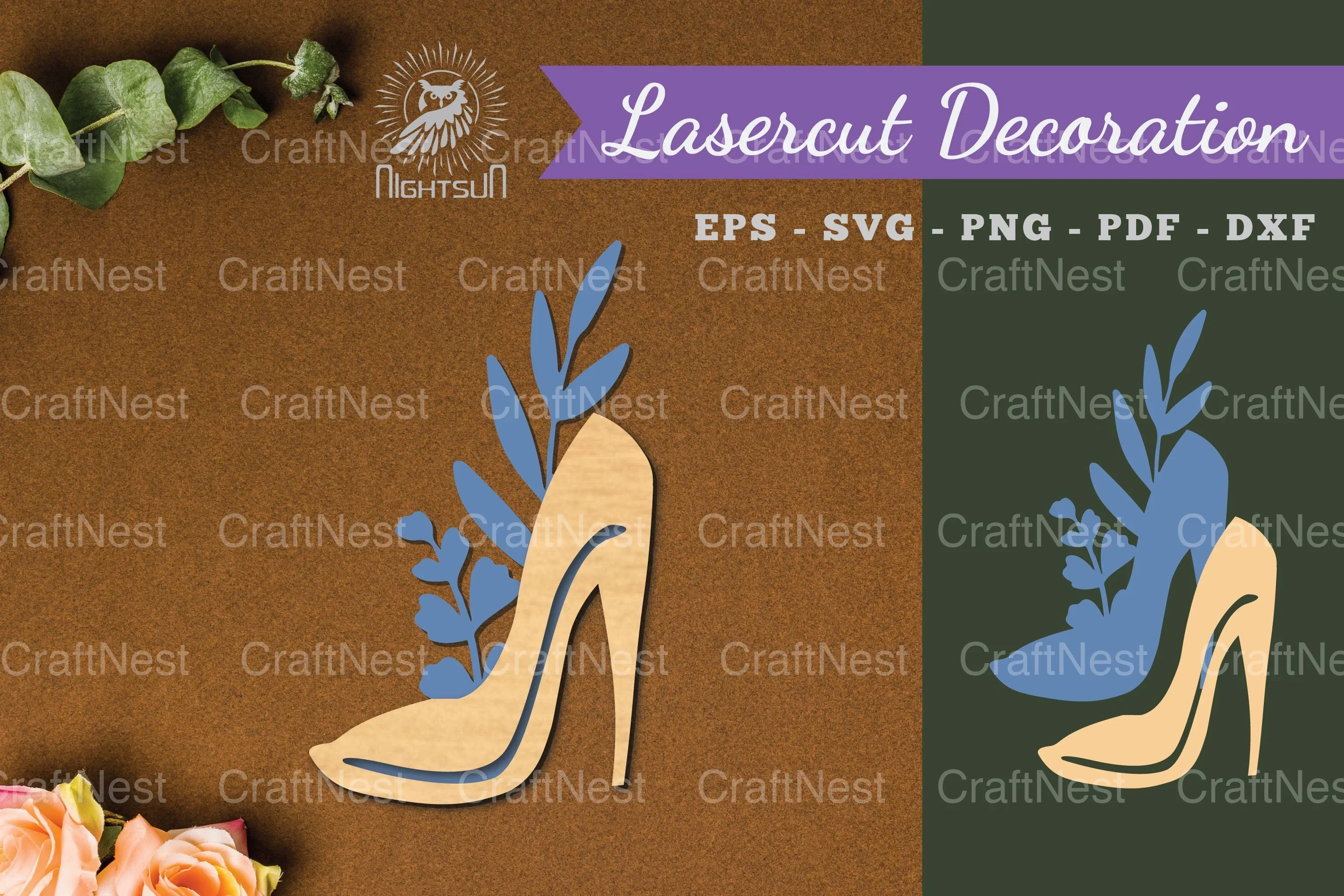 Floral Footwear Laser Cut Decoration Clipart Bundle