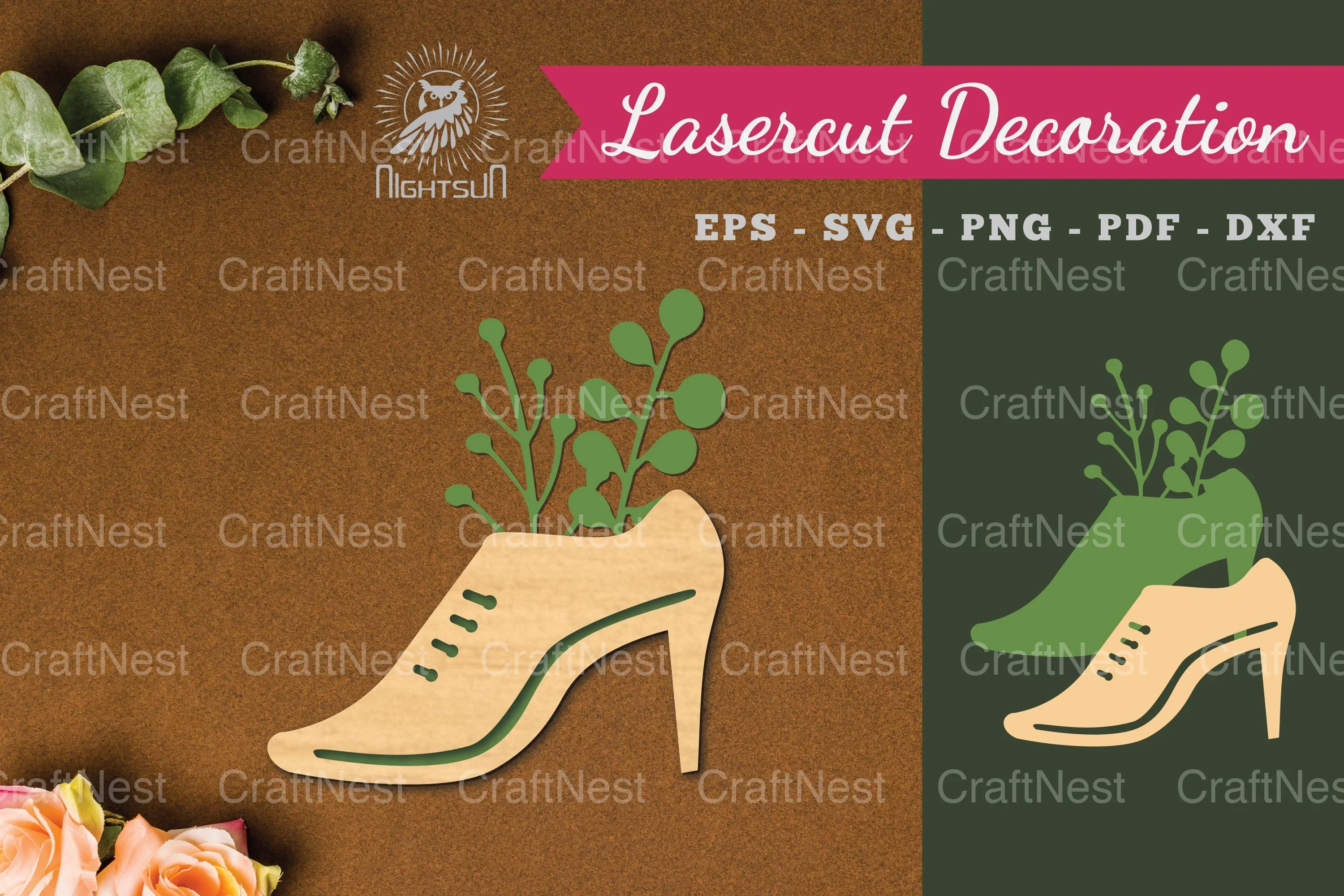 Floral Footwear Laser Cut Decoration Clipart Bundle