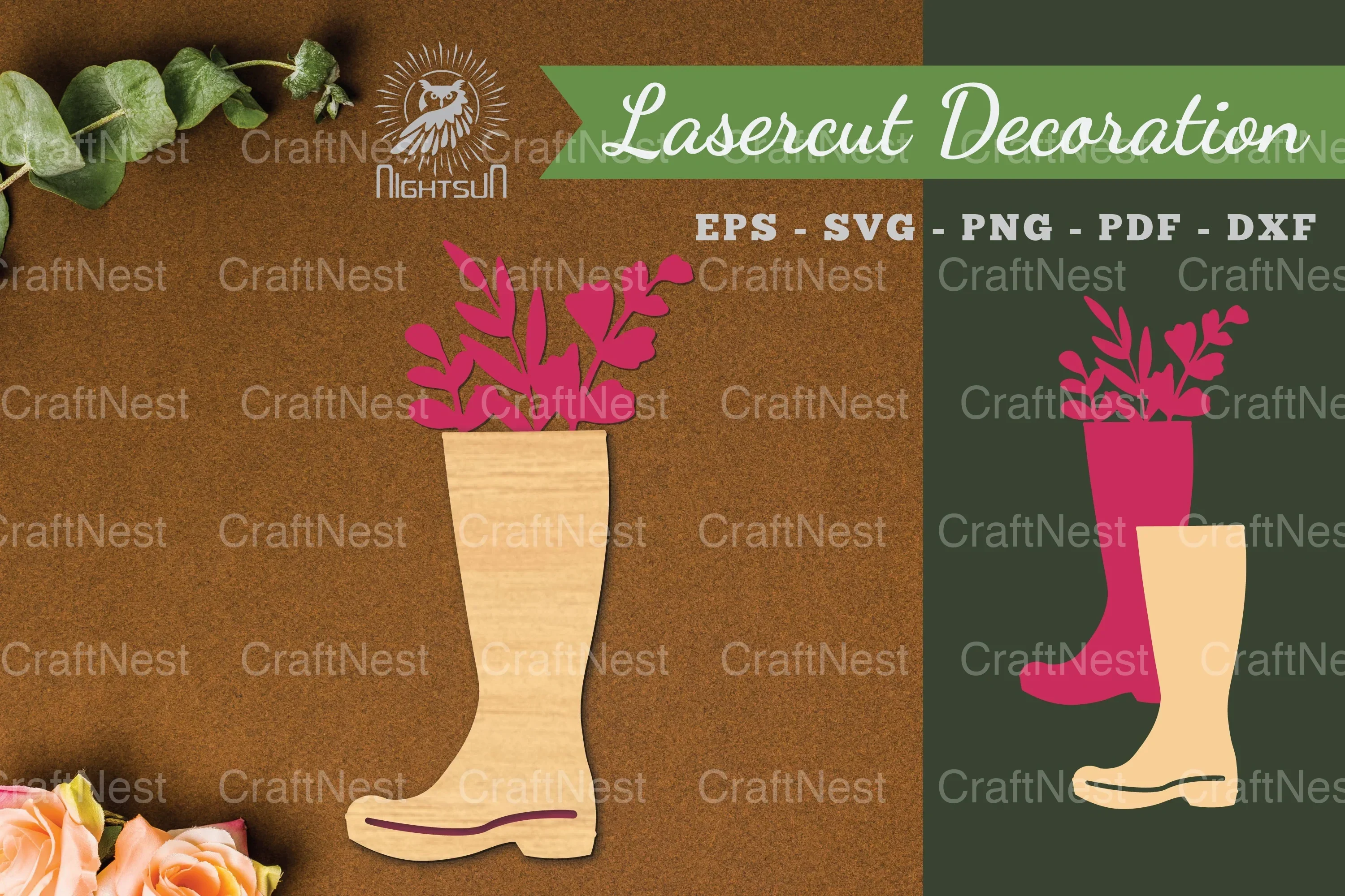 Floral Footwear Laser Cut Decoration Clipart Bundle