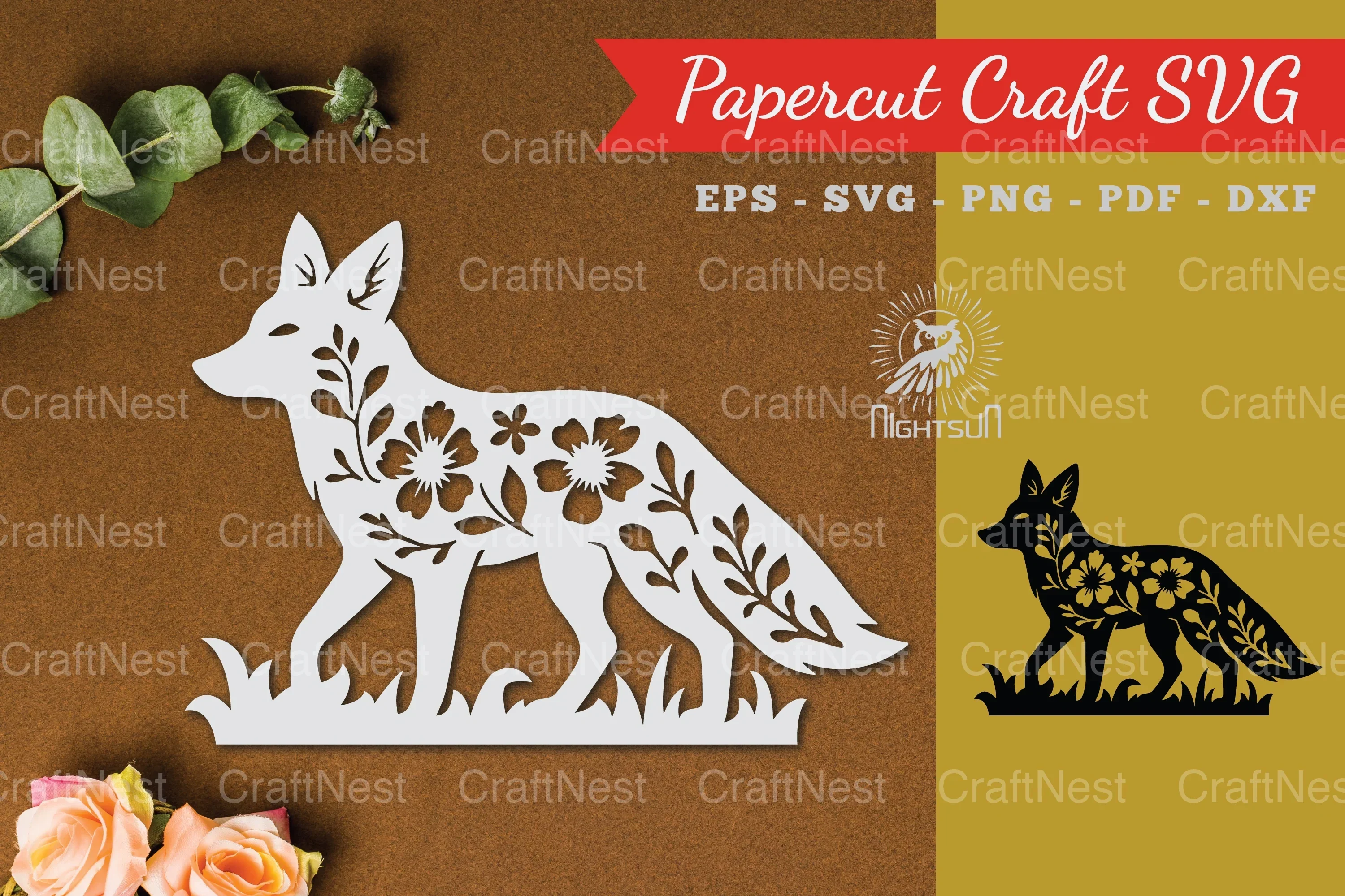 Floral Fox Paper Cut SVG Bundle