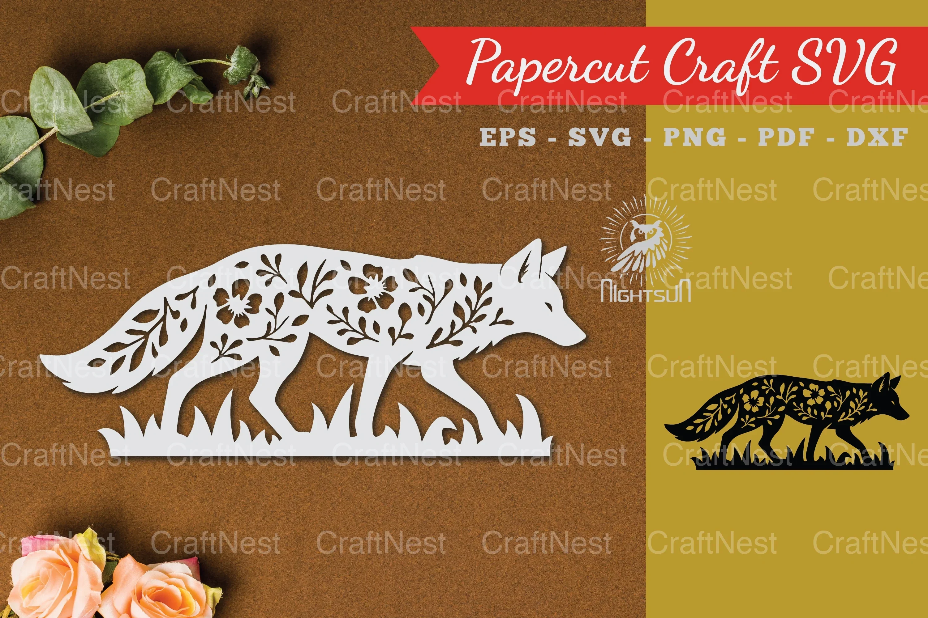 Floral Fox Paper Cut SVG Bundle