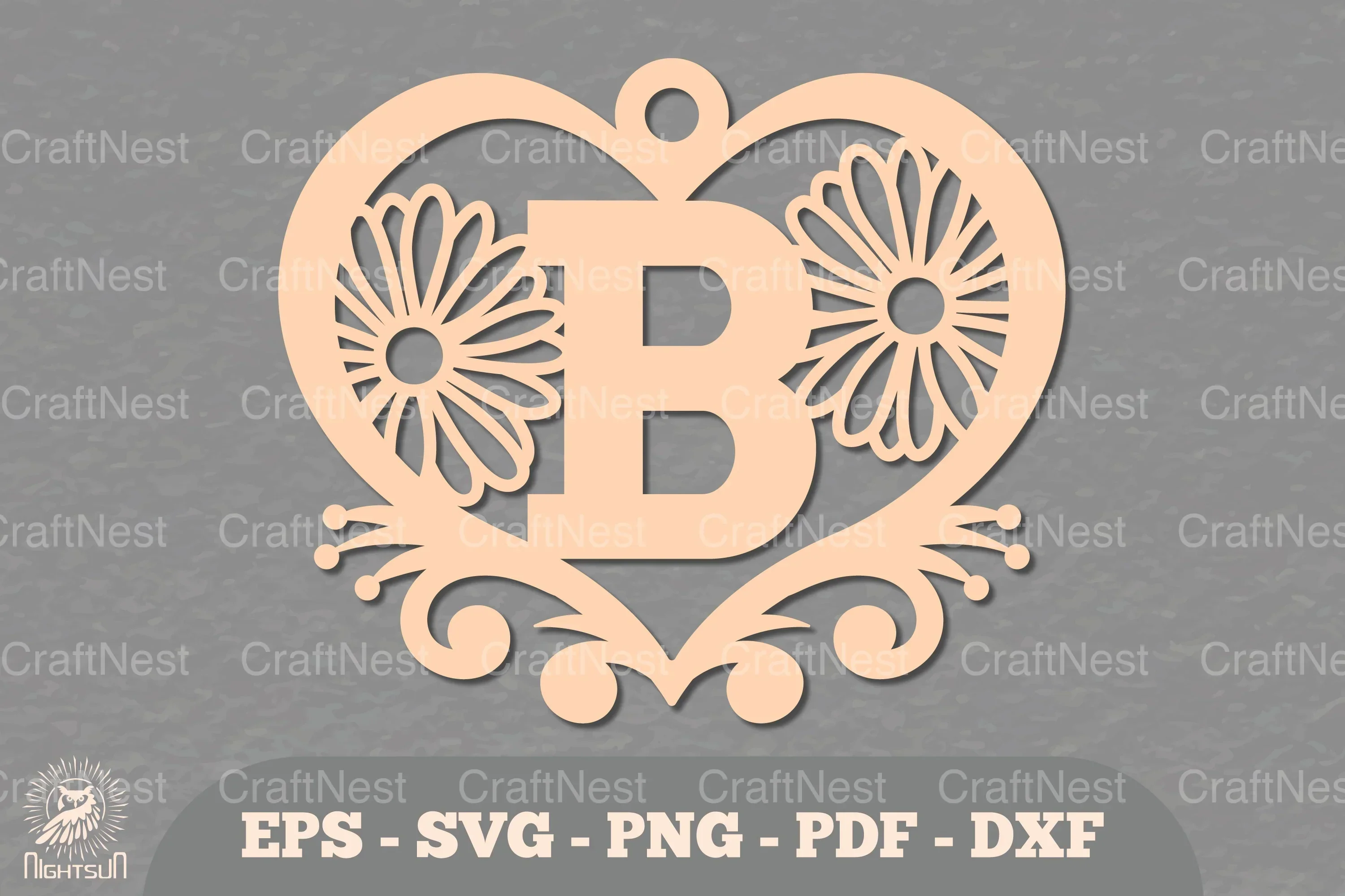 Floral Heart Alphabet Ornament Letter B Clipart Bundle