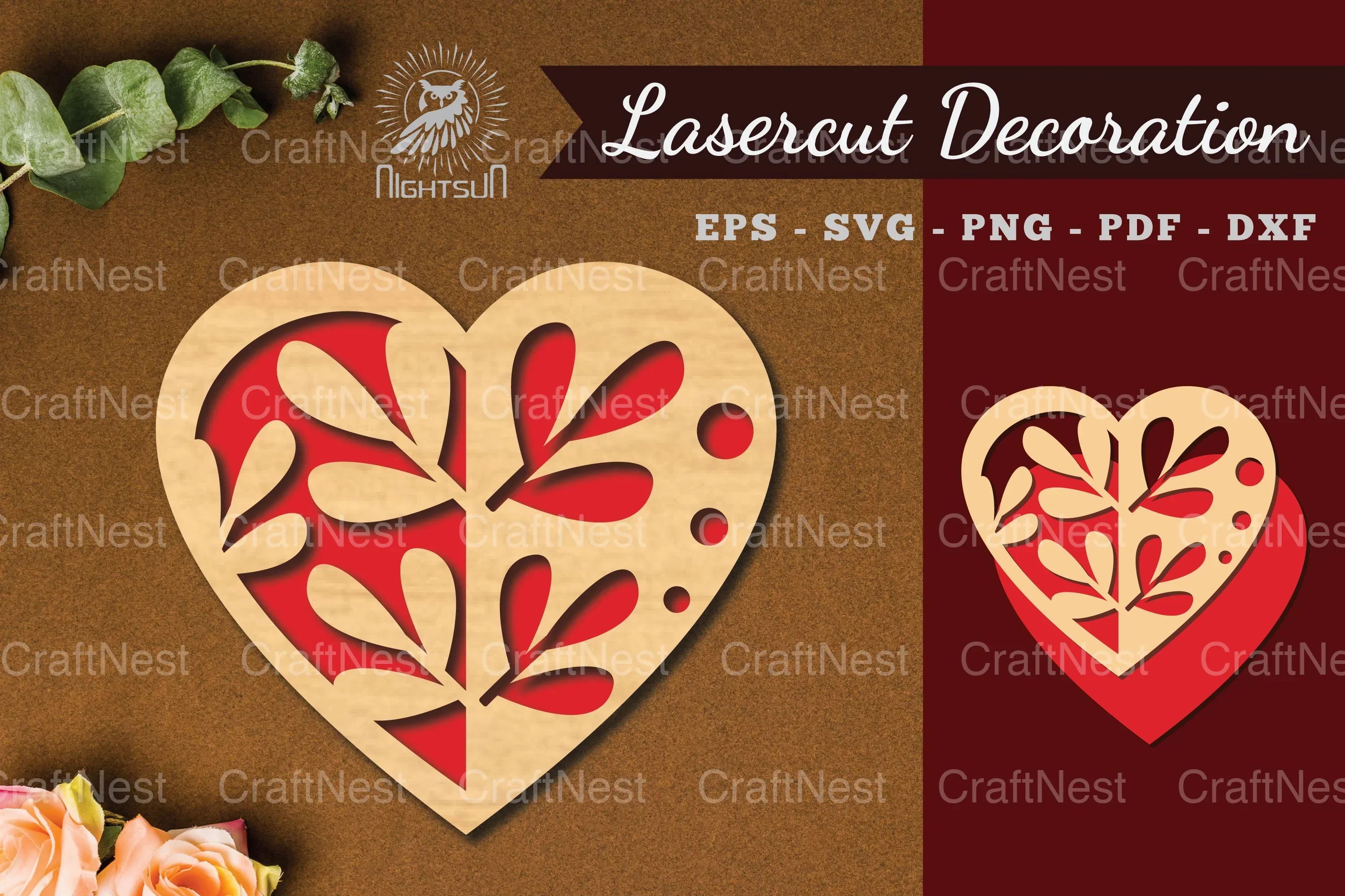 Floral Heart Laser Cut Decoration Clipart Bundle