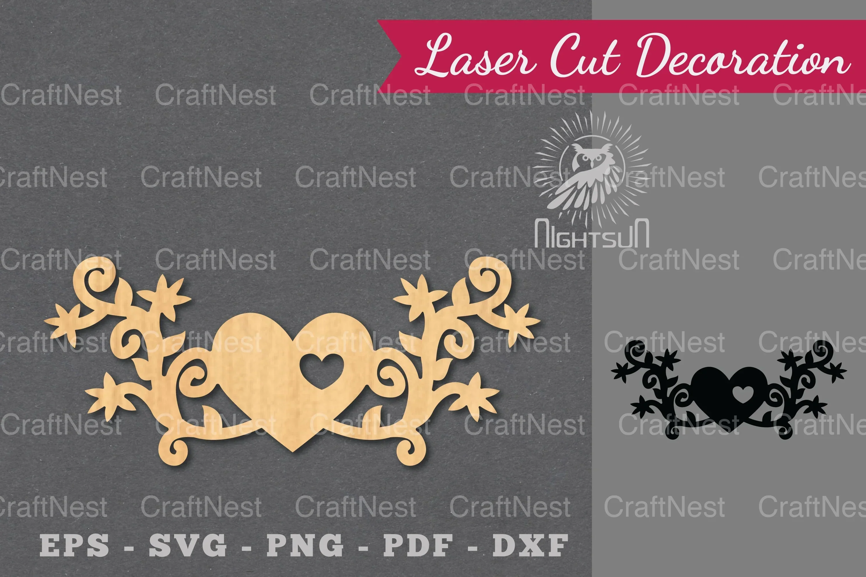 Floral Heart Laser Cut Decoration Clipart Bundle