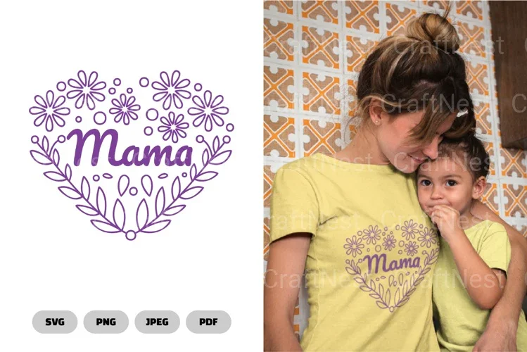 Floral Heart Mama Mother's Day SVG Bundle