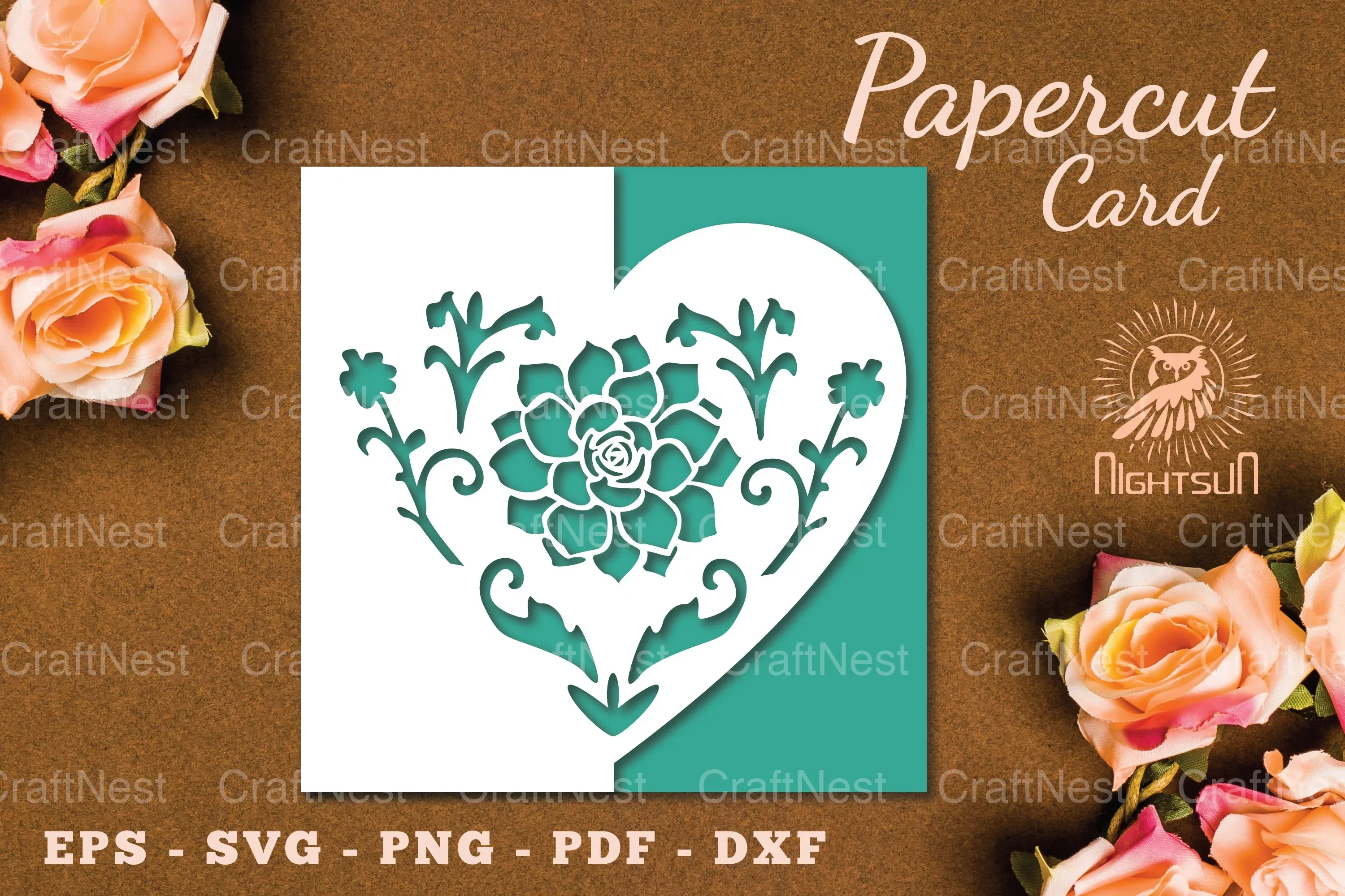 Floral Heart Papercut Card SVG Bundle