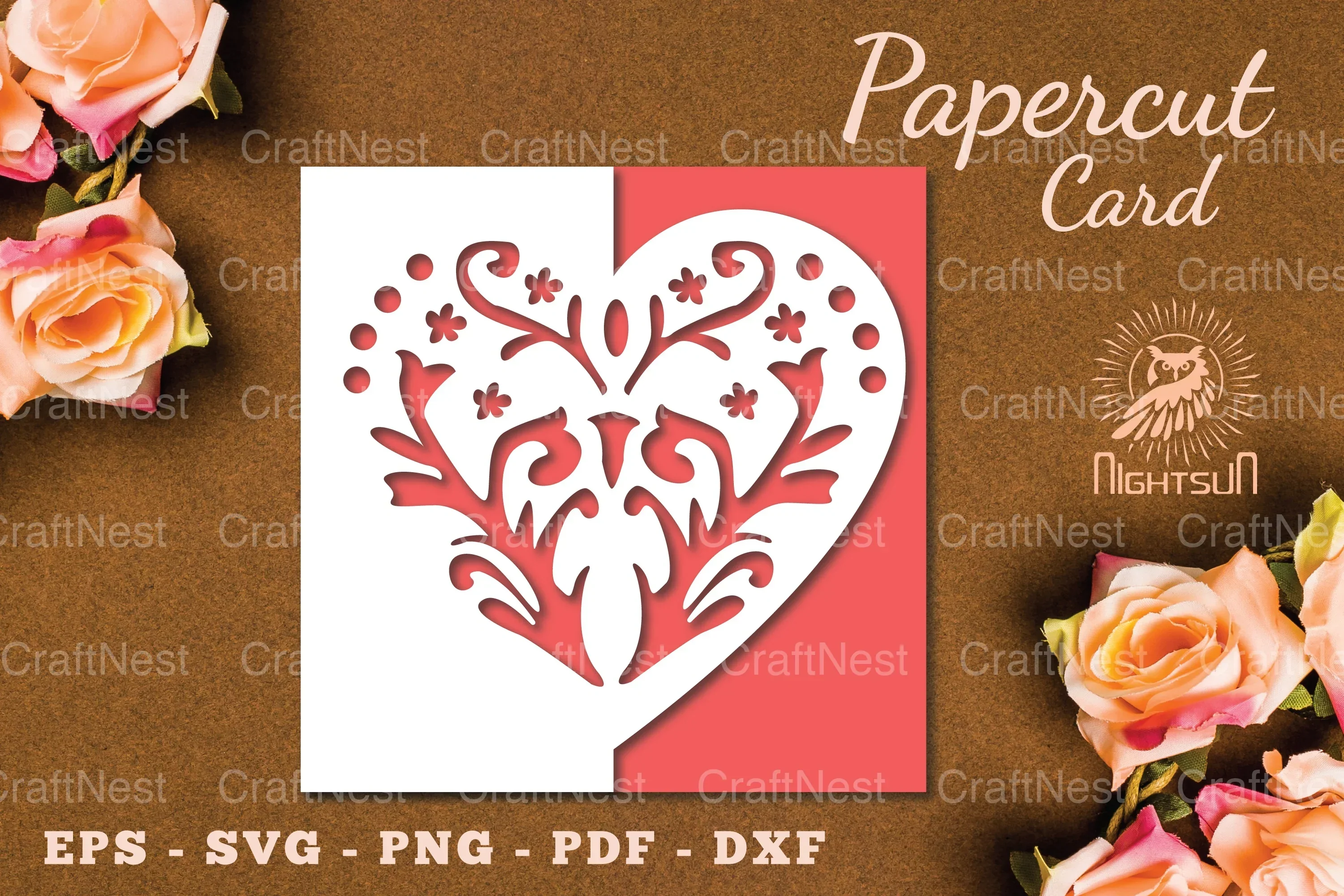 Floral Heart Papercut Card SVG Bundle
