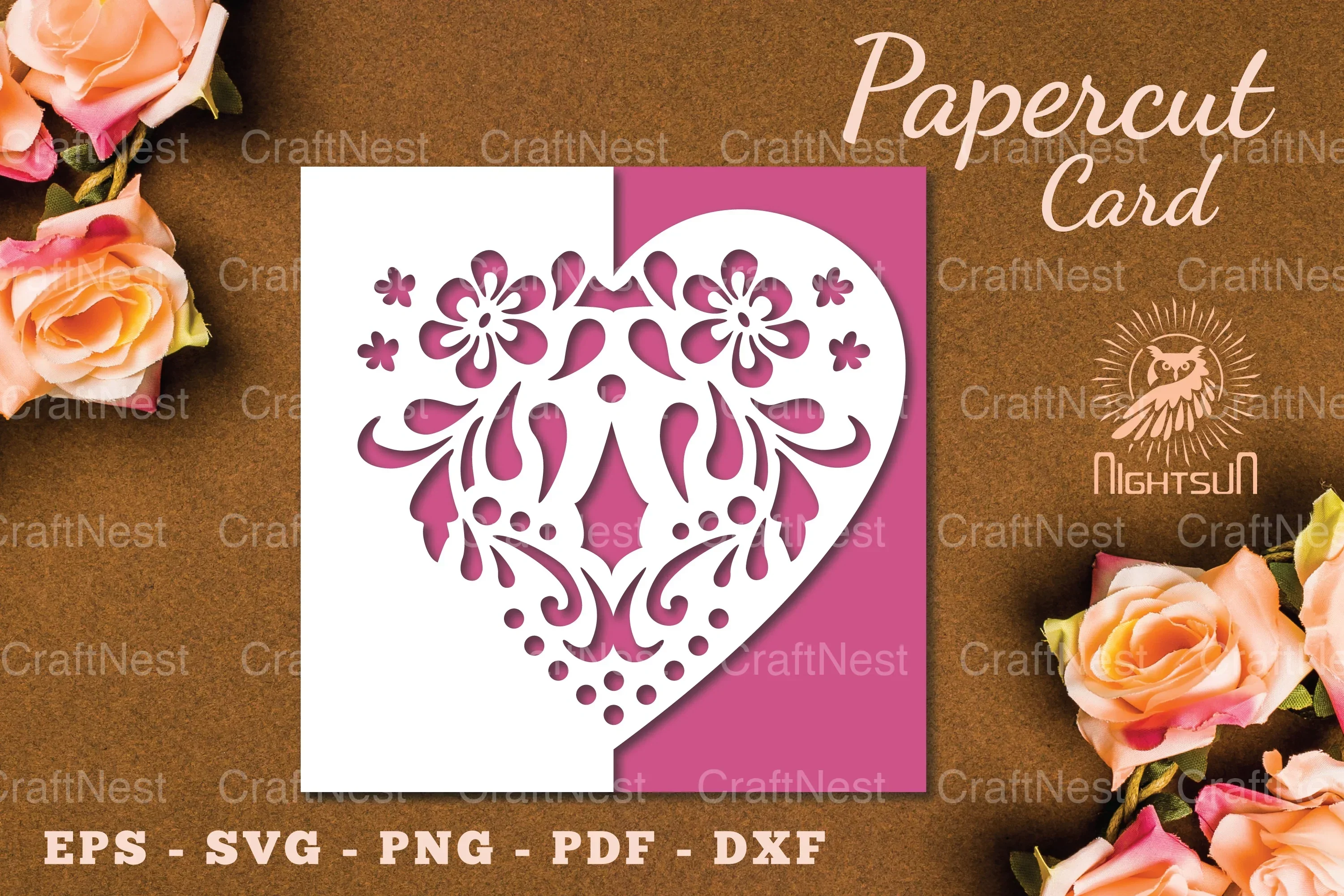 Floral Heart Papercut Card SVG Bundle