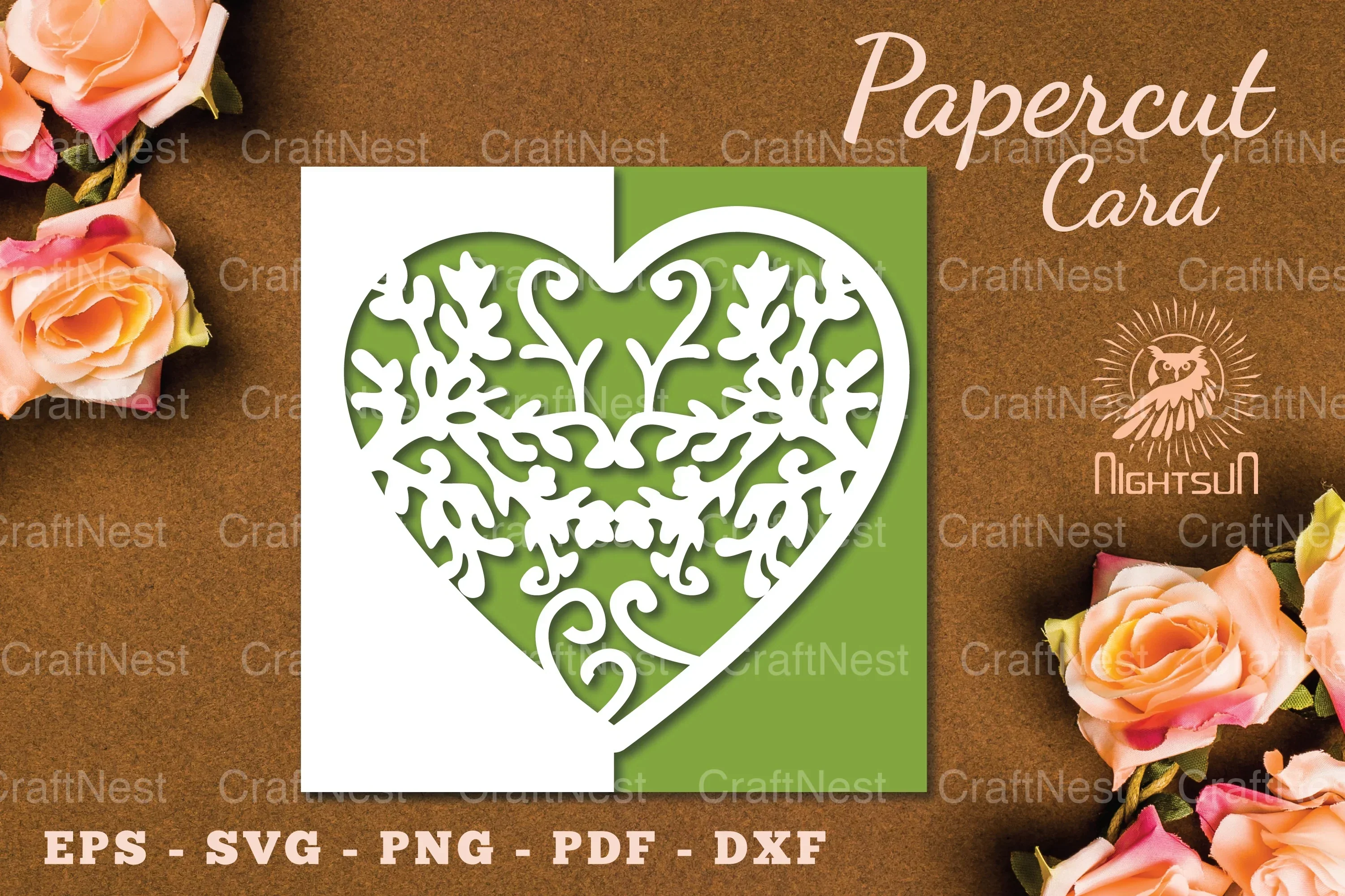 Floral Heart Papercut Card SVG Bundle