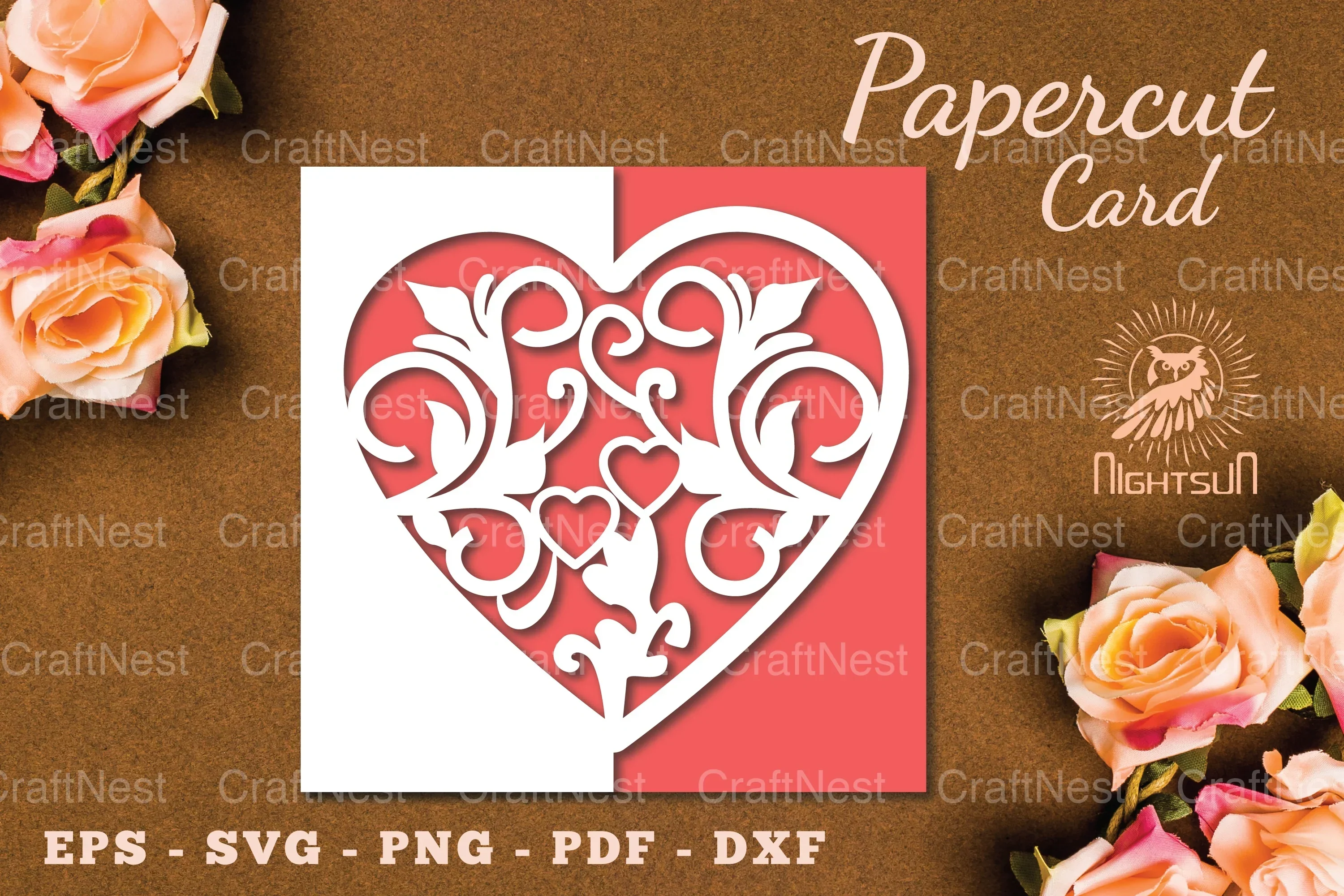 Floral Heart Papercut Card SVG Bundle