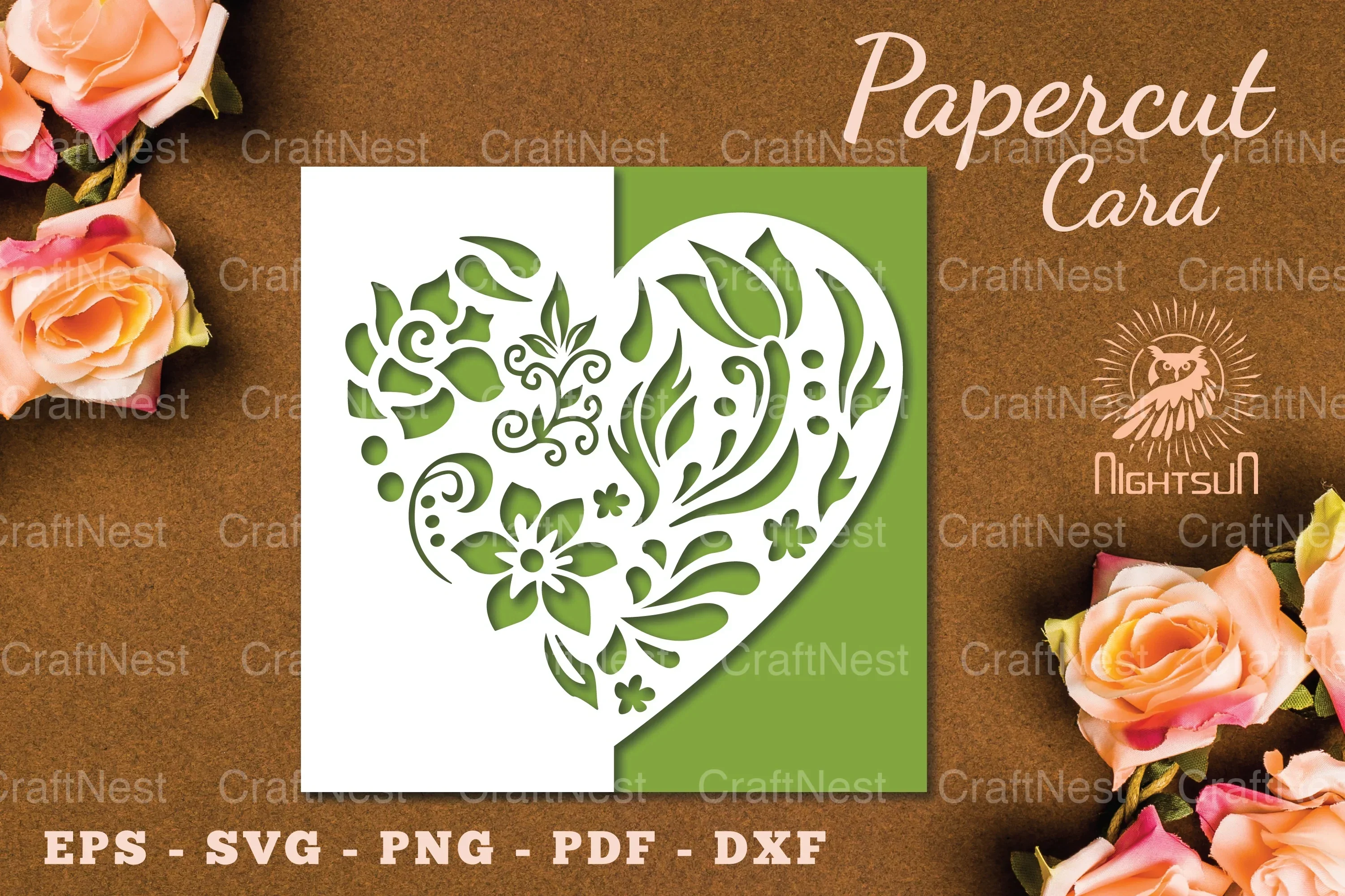 Floral Heart Papercut Card SVG Bundle