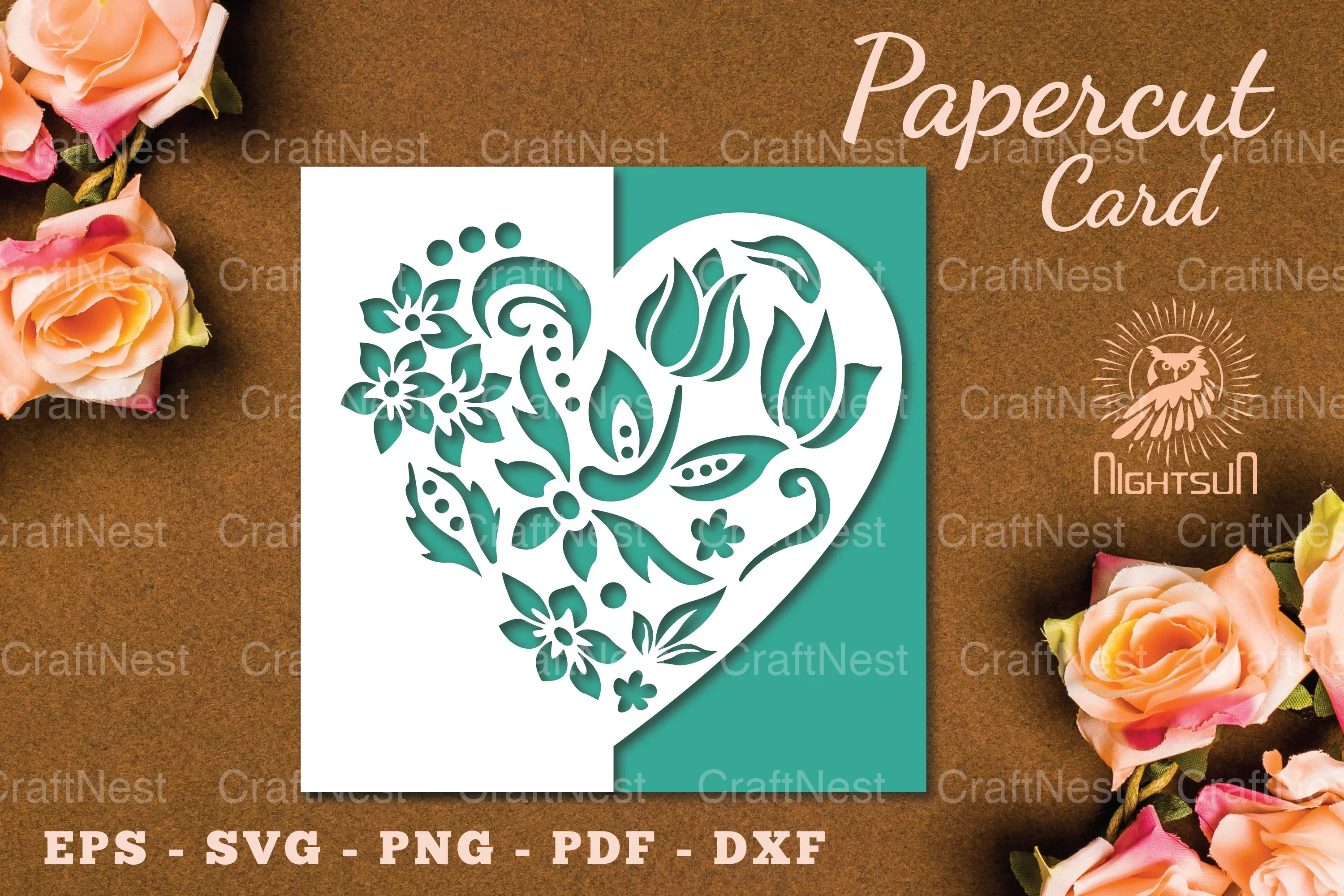 Floral Heart Papercut Card SVG Bundle
