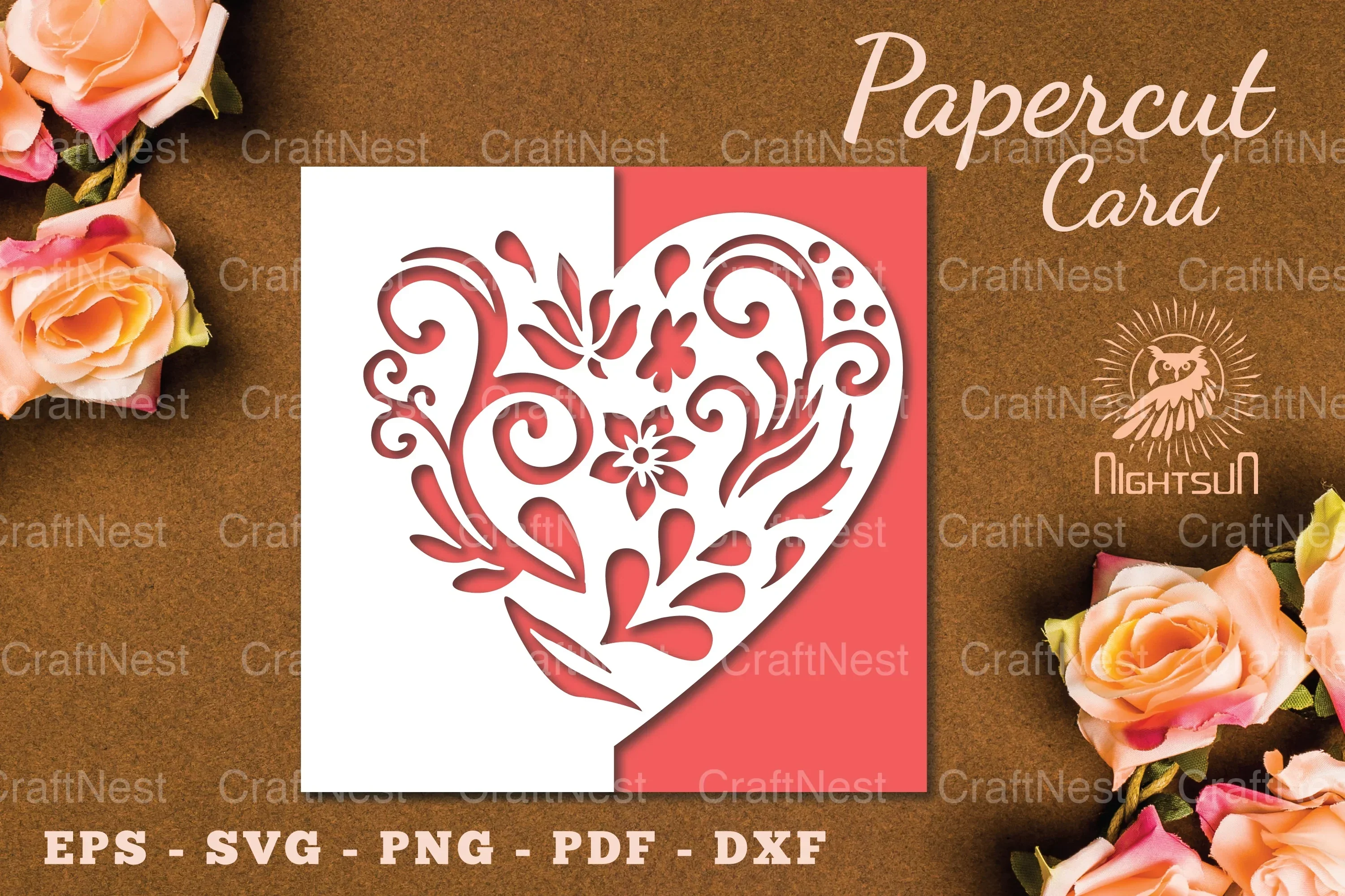 Floral Heart Papercut Card SVG Bundle