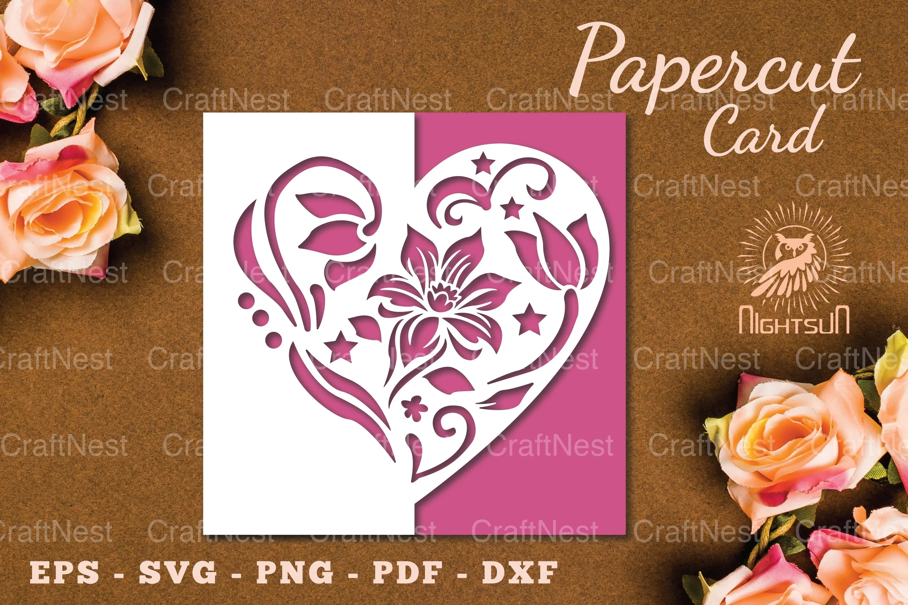 Floral Heart Papercut Card SVG Bundle