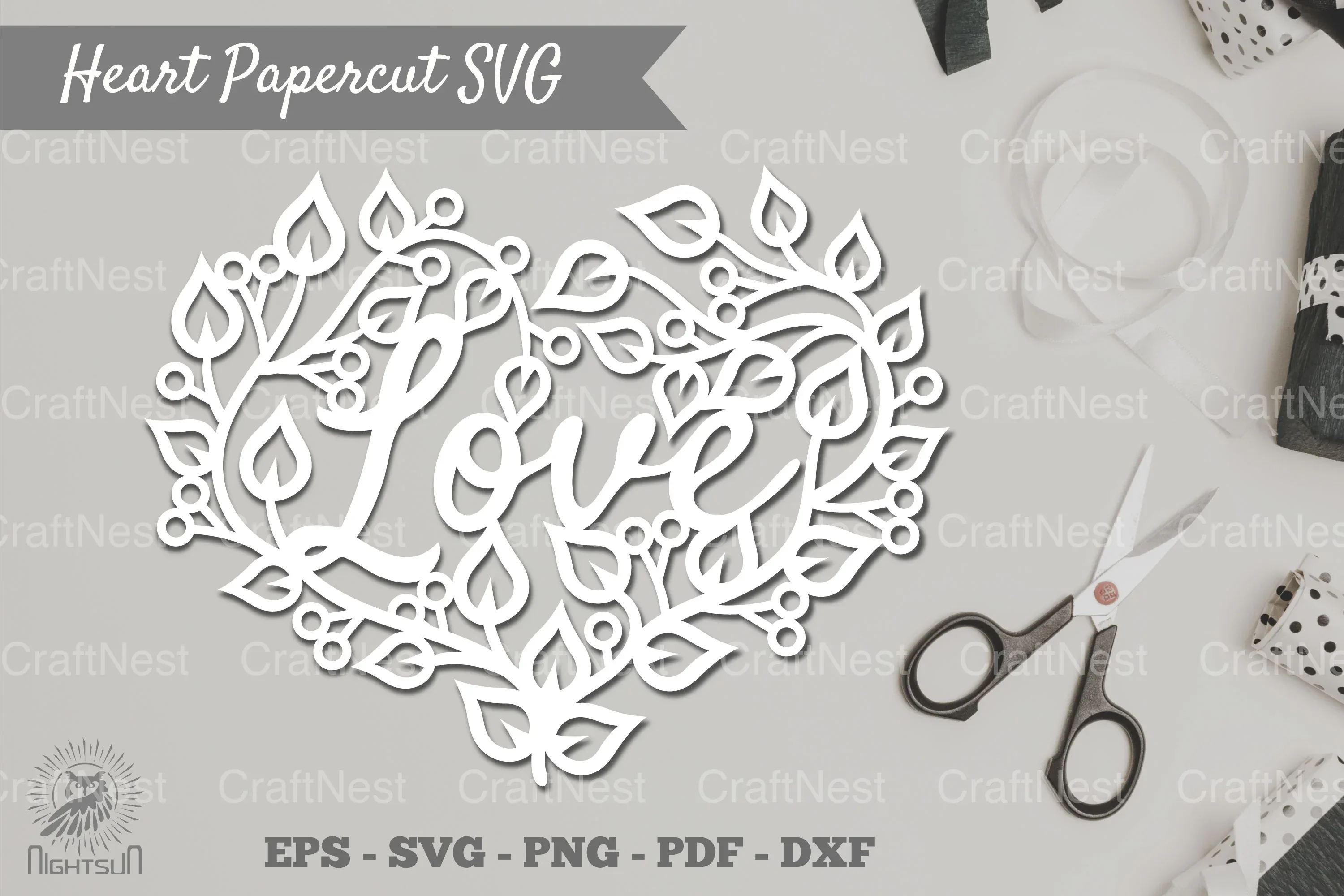 Floral Heart Papercut SVG Bundle