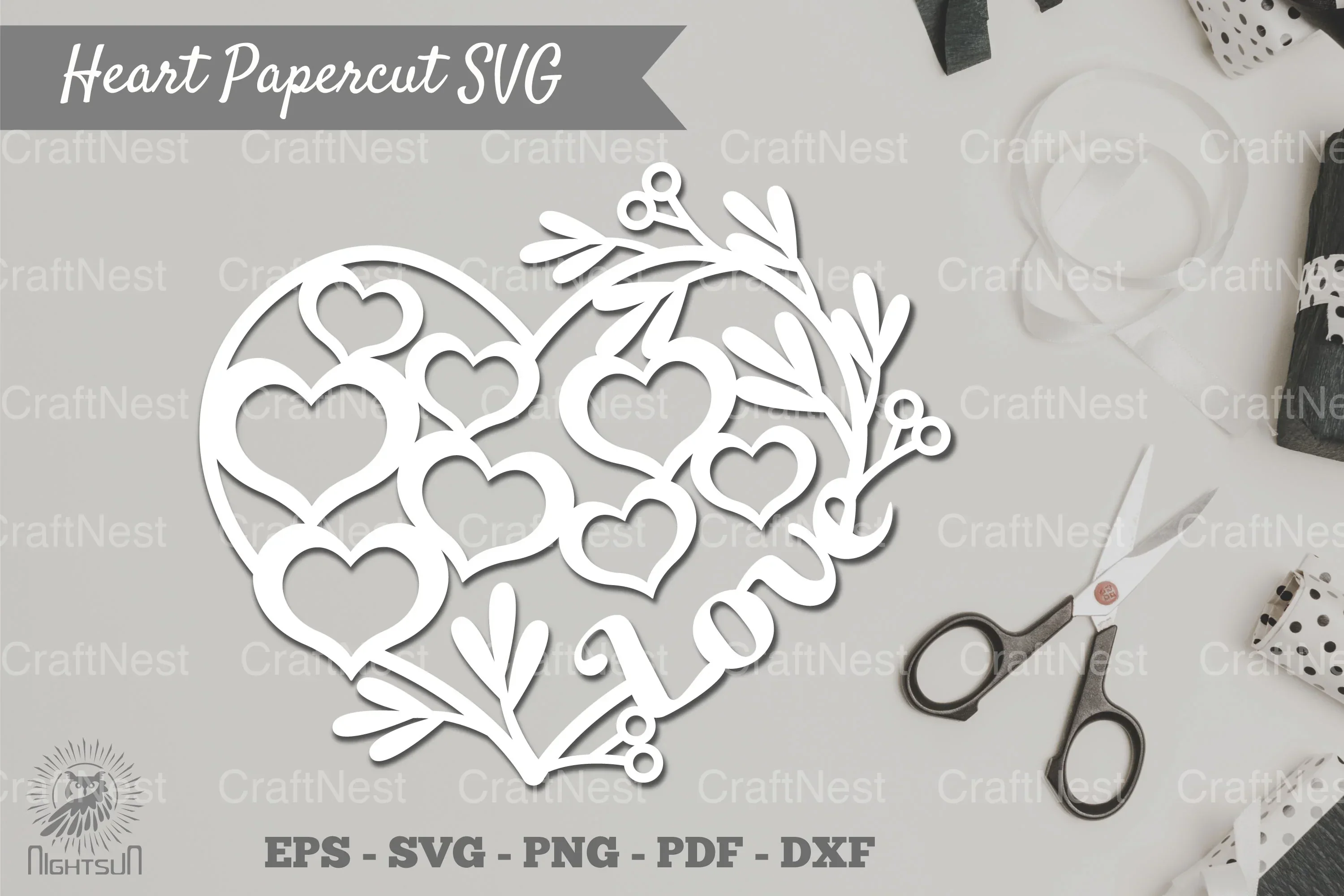 Floral Heart Papercut SVG Bundle