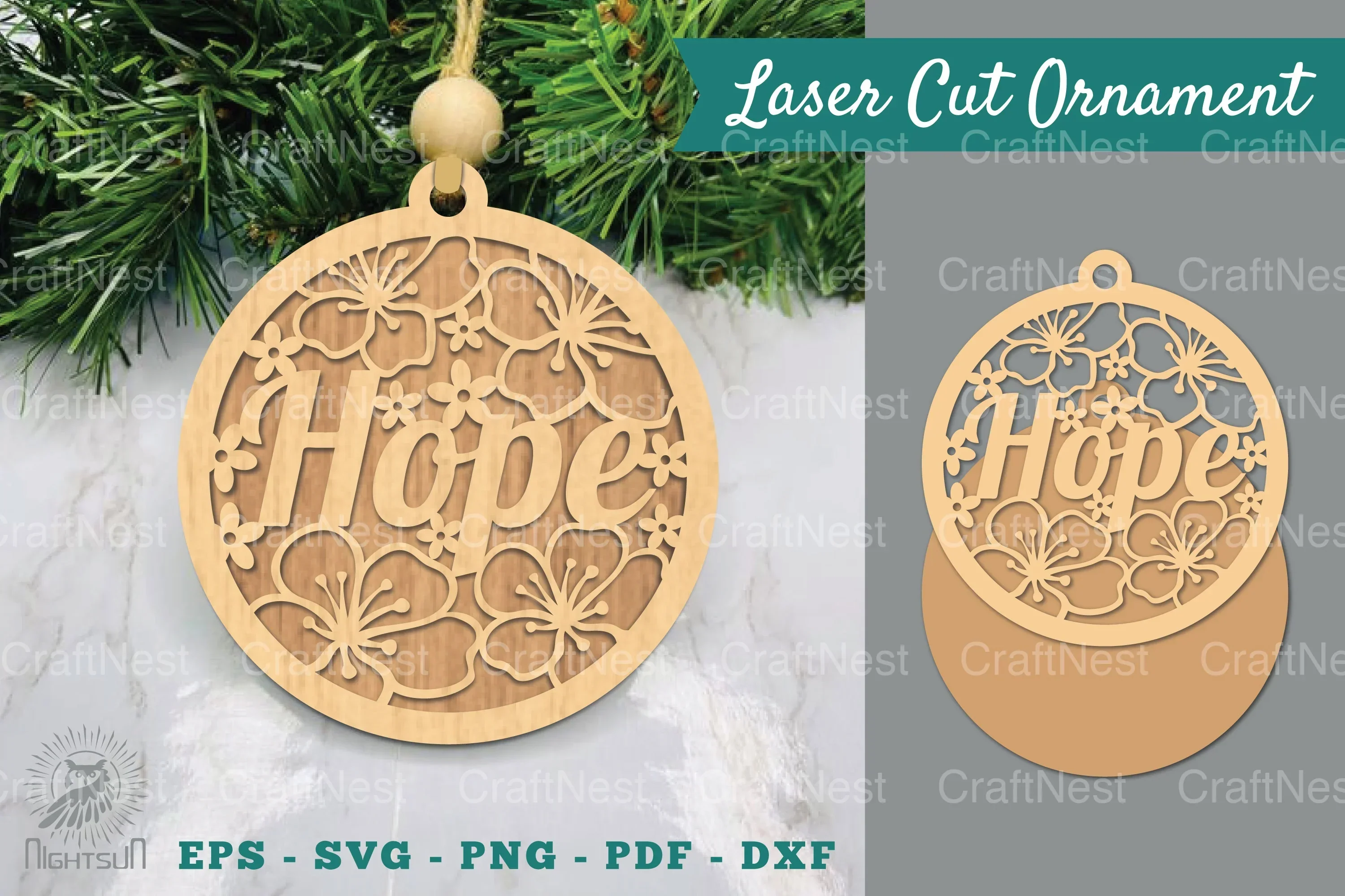Floral Hope Laser Cut Ornament Clipart Bundle