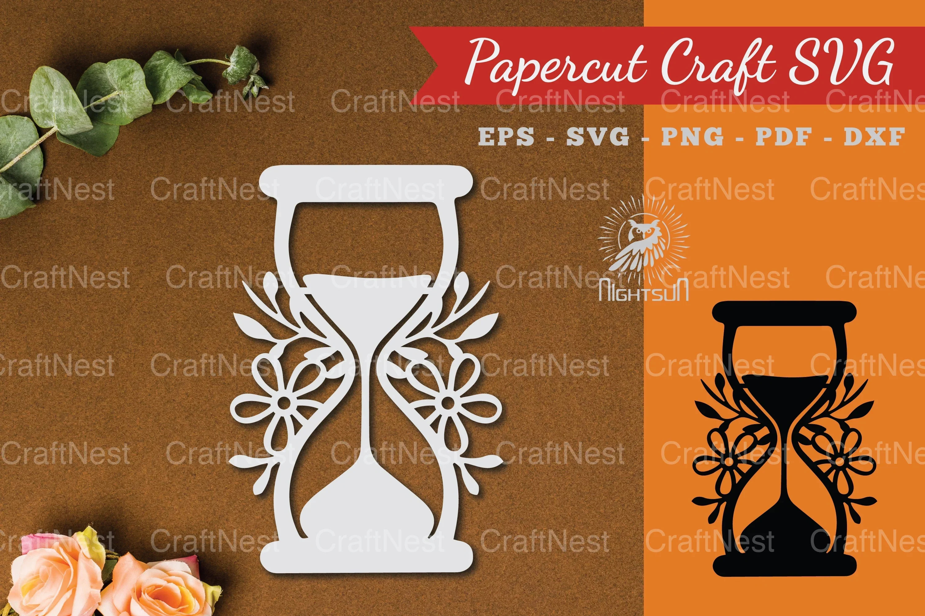 Floral Hourglass Paper Cut Clipart Bundle