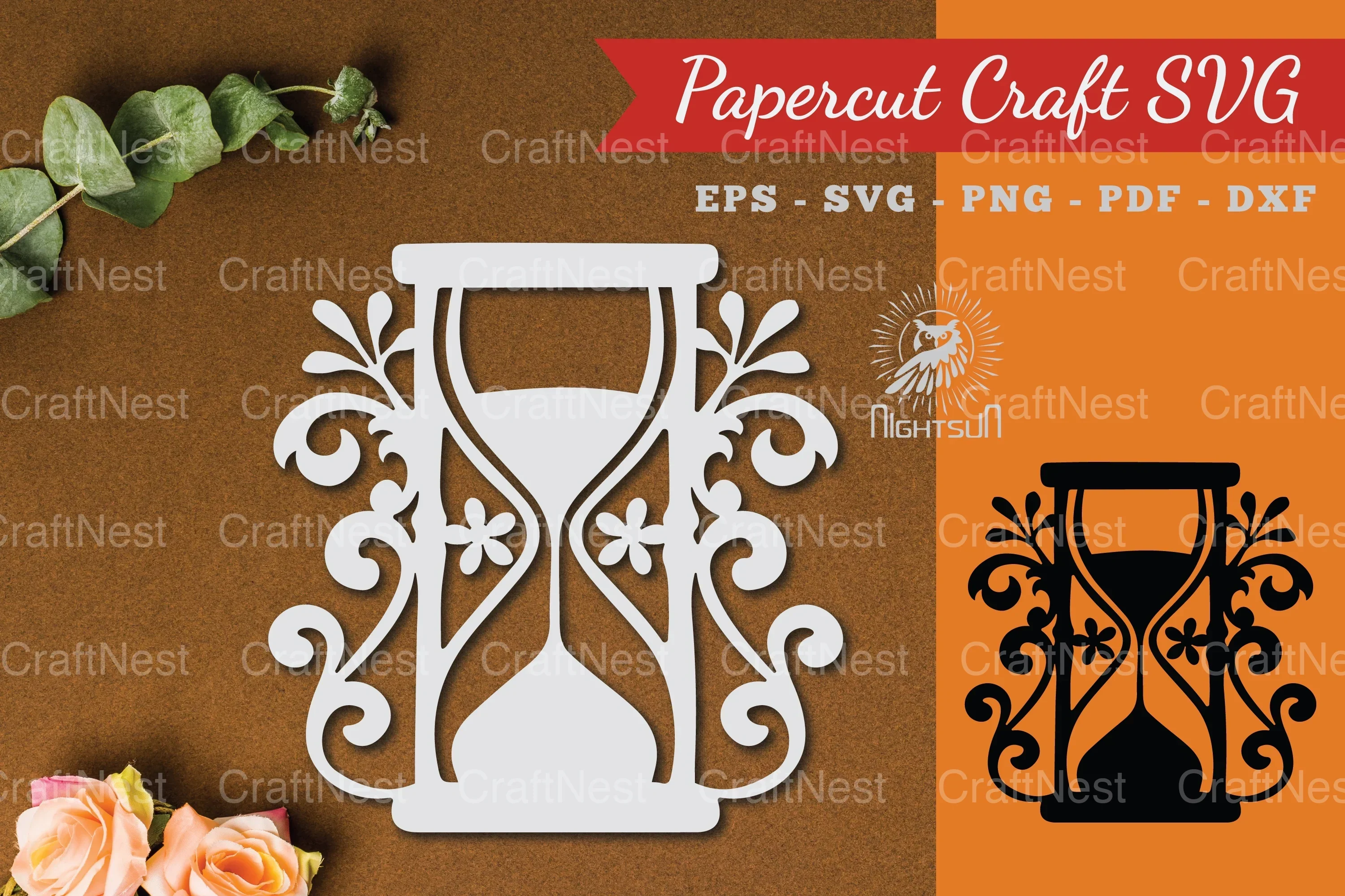 Floral Hourglass Paper Cut SVG Bundle