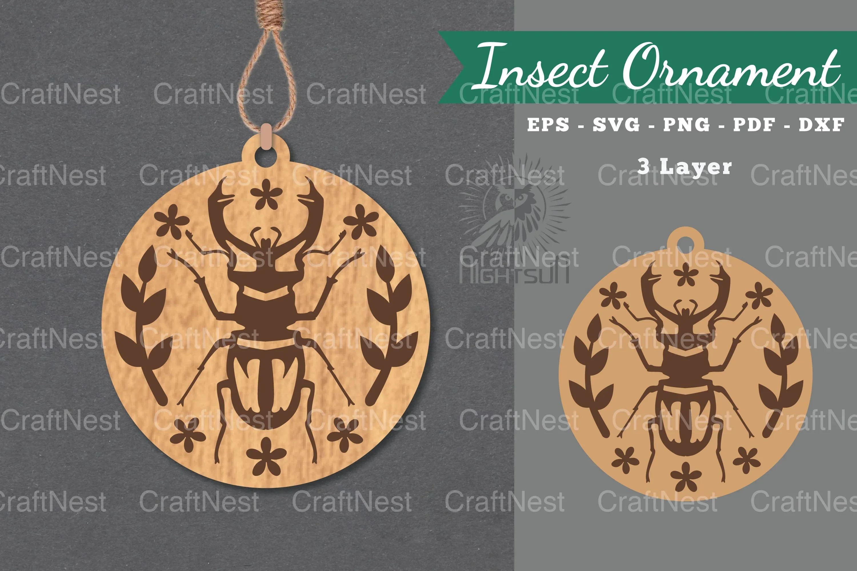 Floral Insect Laser Cut Ornament Clipart Bundle