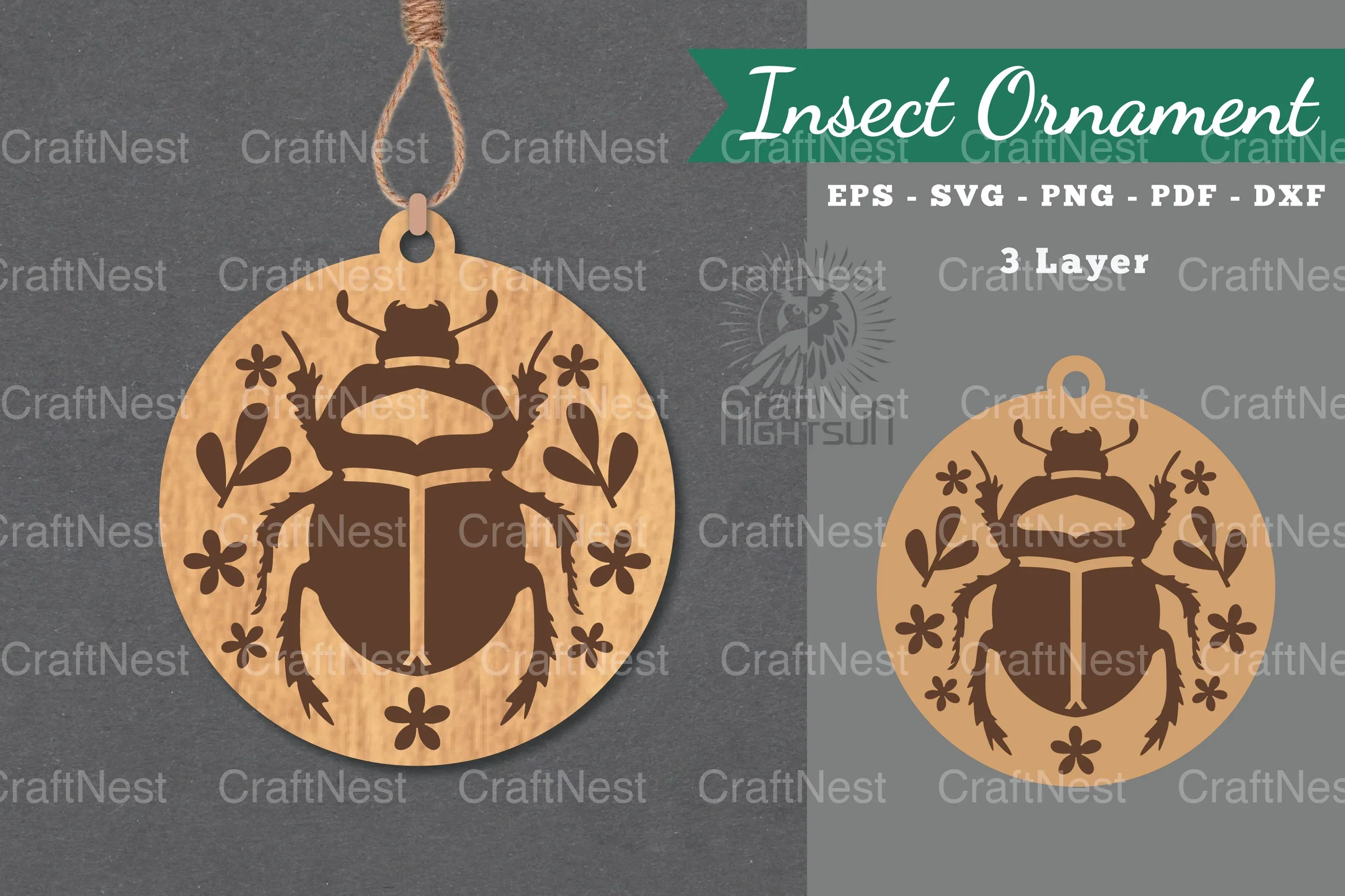 Floral Insect Laser Cut Ornament Clipart Bundle