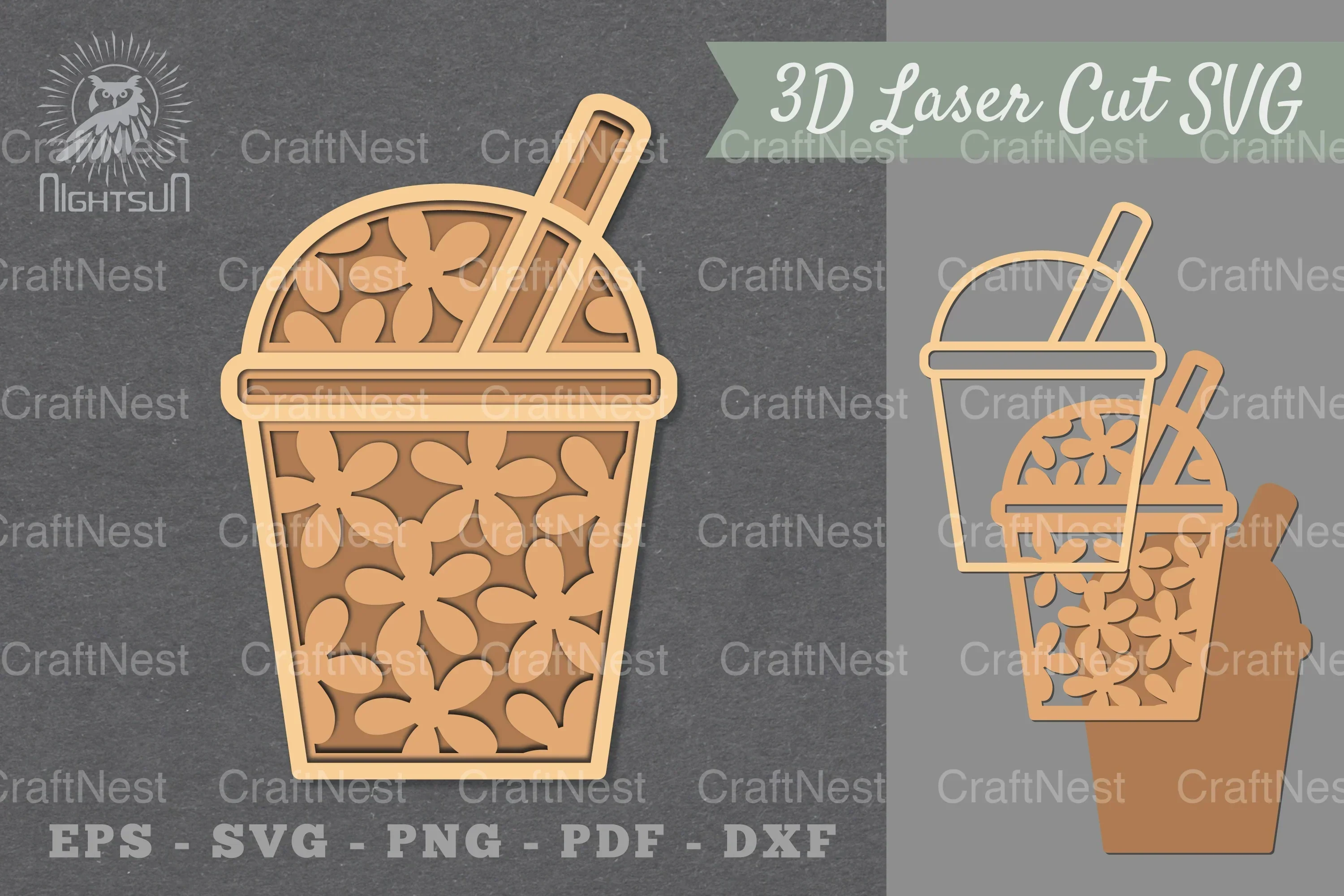 Floral Juice Drink Lasercut Decoration Clipart Bundle