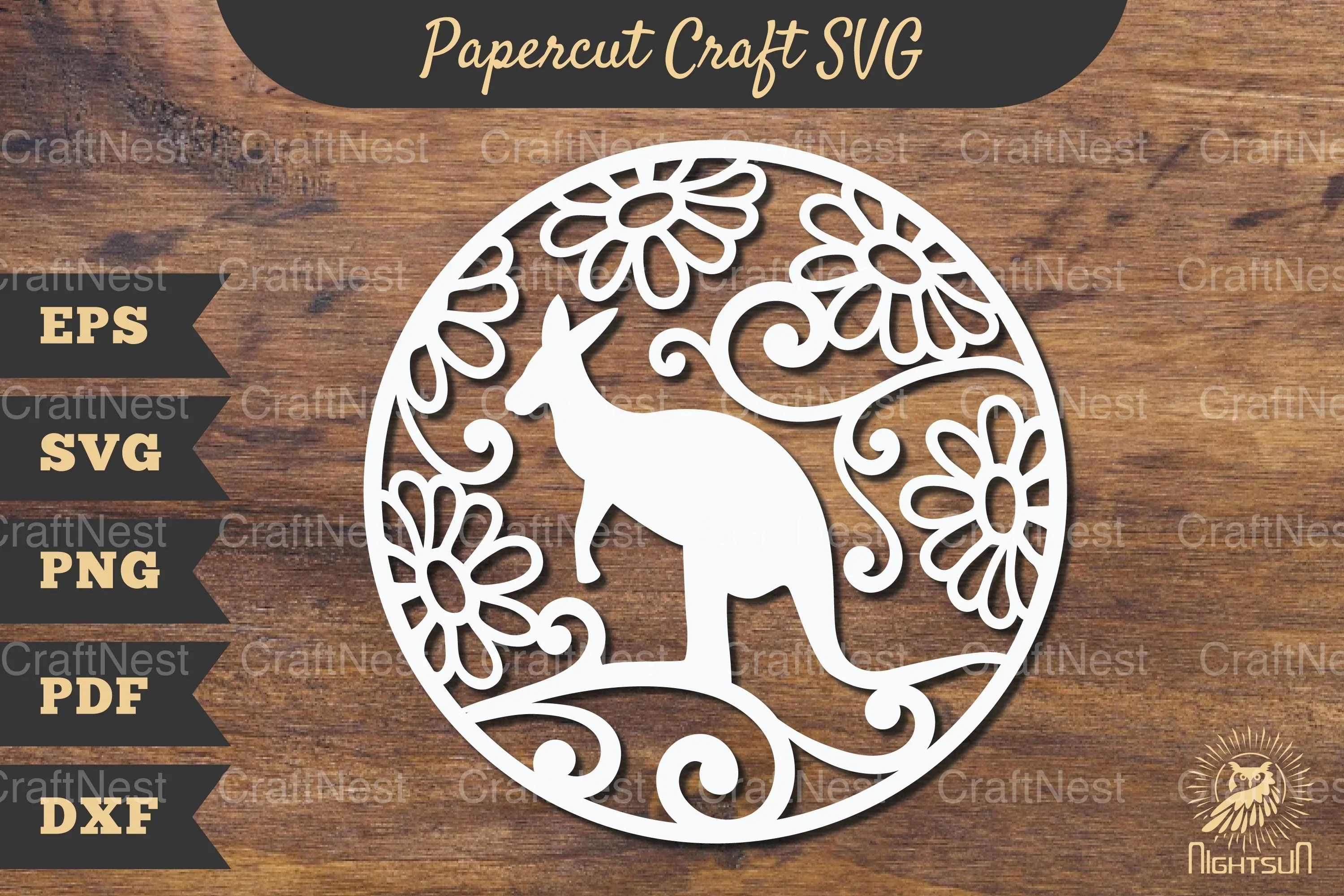 Floral Kangaroo Papercut Craft Clipart Bundle