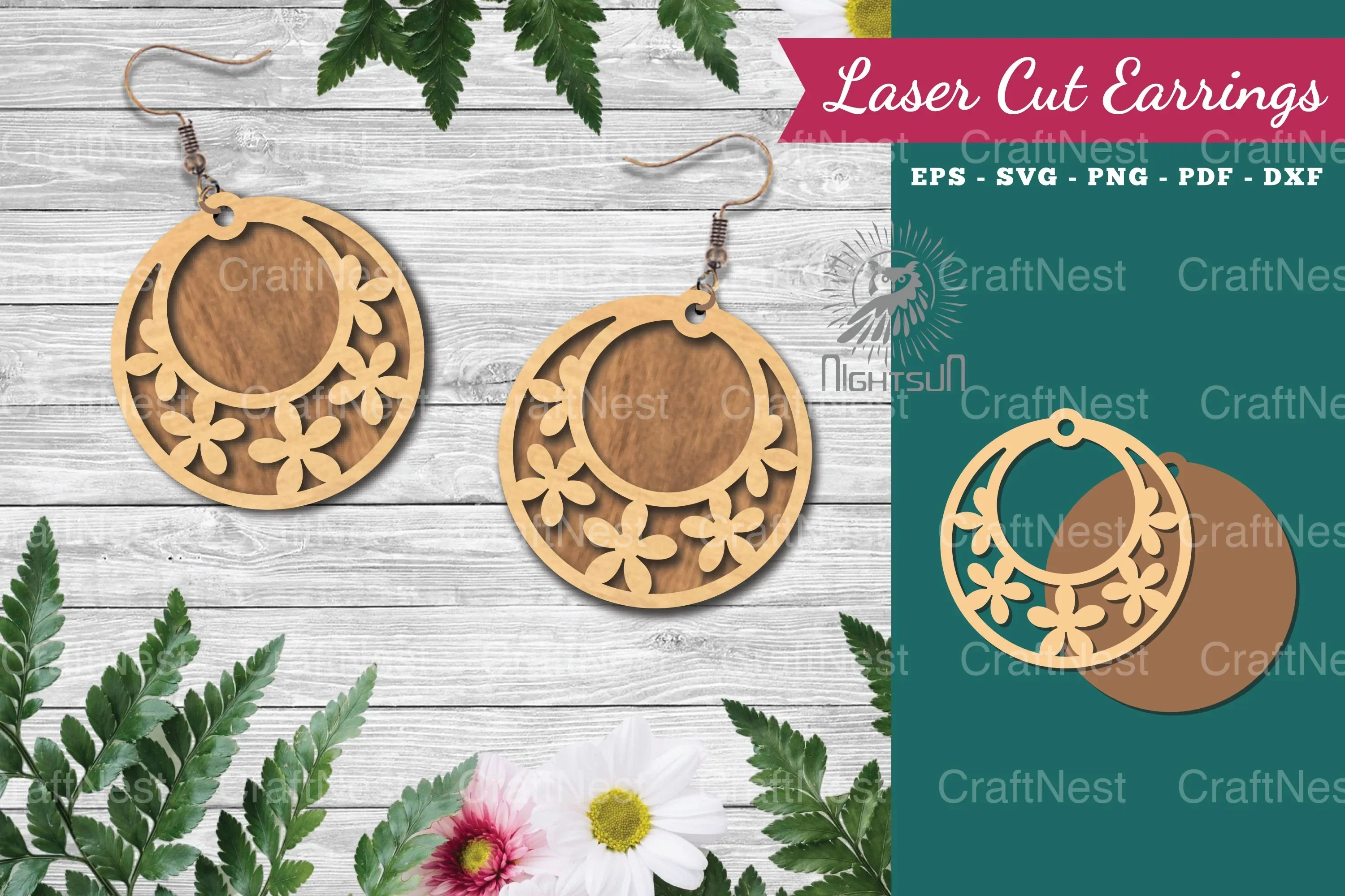 Floral Laser Cut Earrings Clipart Bundle