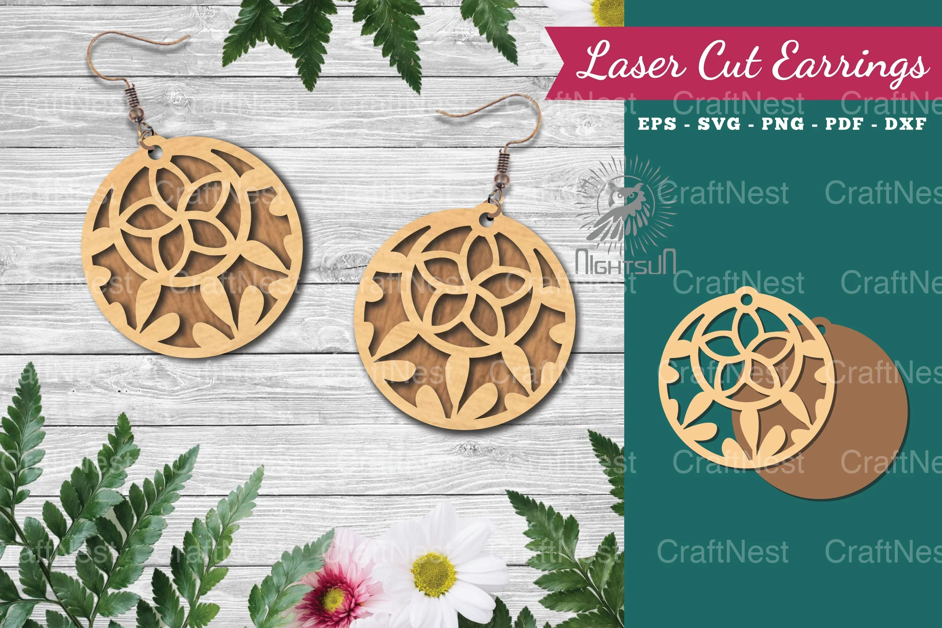 Floral Laser Cut Earrings Clipart Bundle