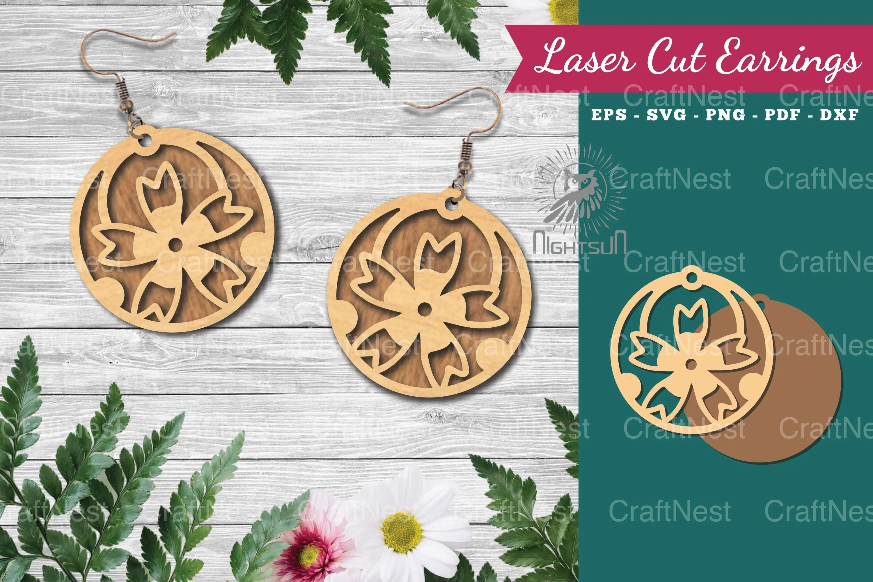 Floral Laser Cut Earrings Clipart Bundle