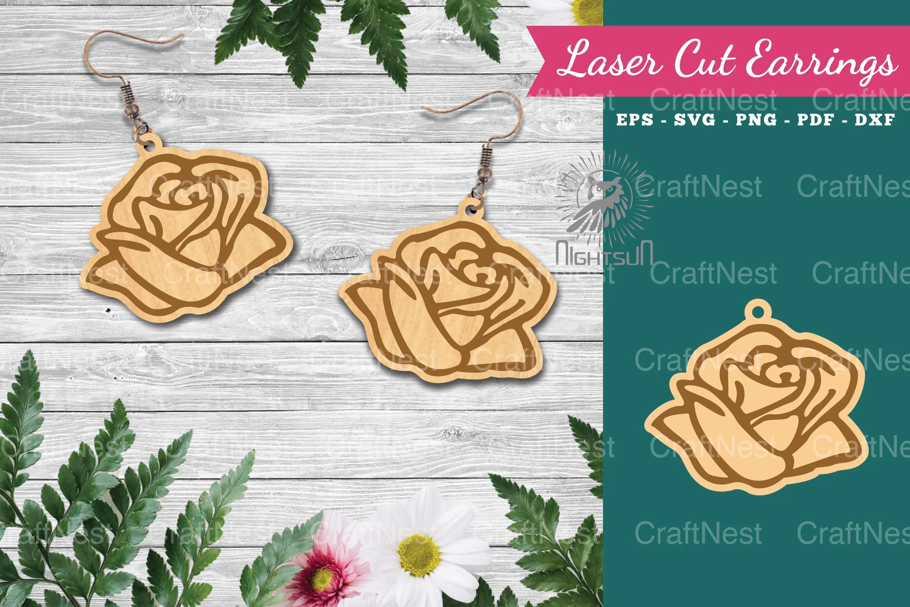 Floral Laser Cut Earrings SVG Bundle