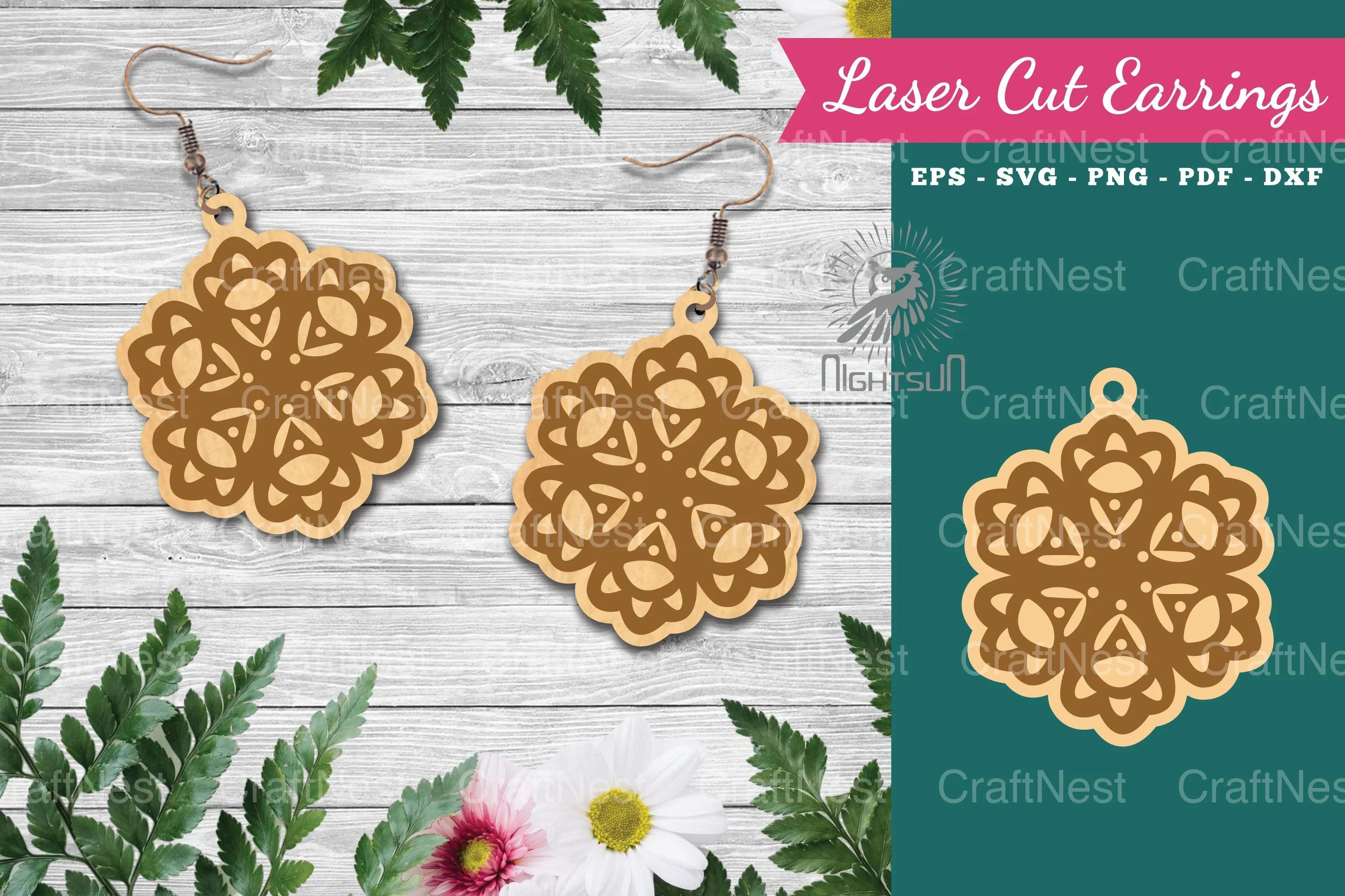 Floral Laser Cut Earrings SVG Bundle