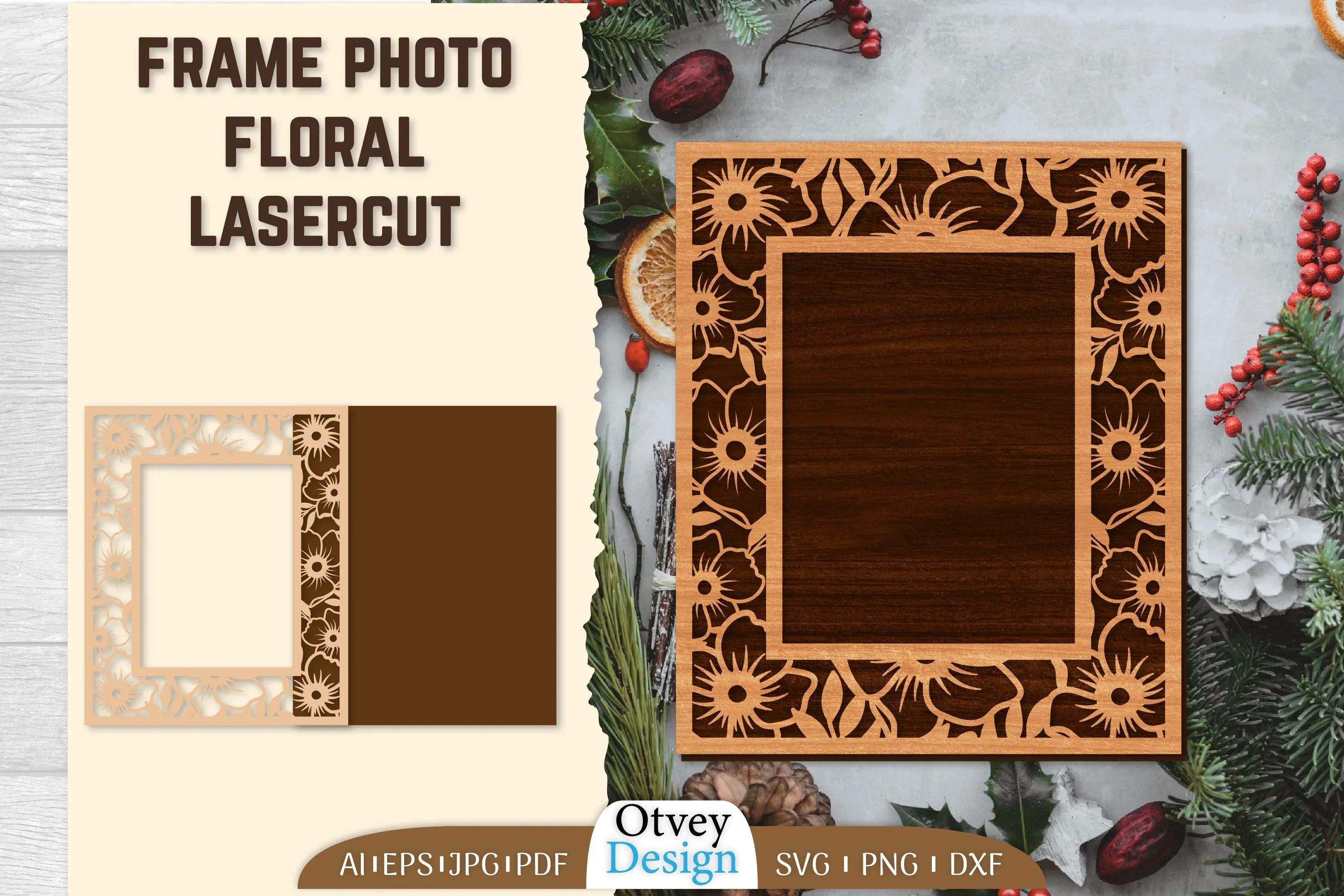 Floral Lasercut 2 Frame Photo SVG Bundle