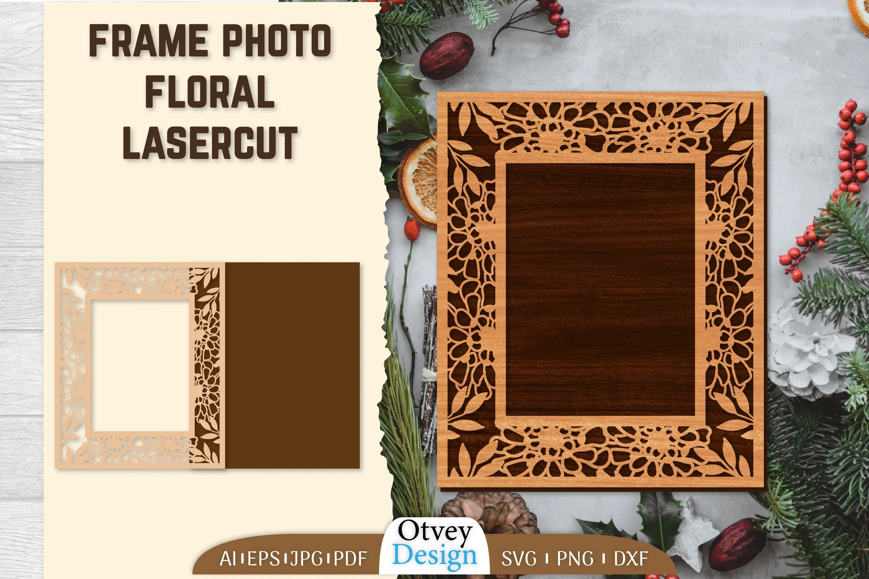 Floral Lasercut 2-Frame Photo SVG Bundle