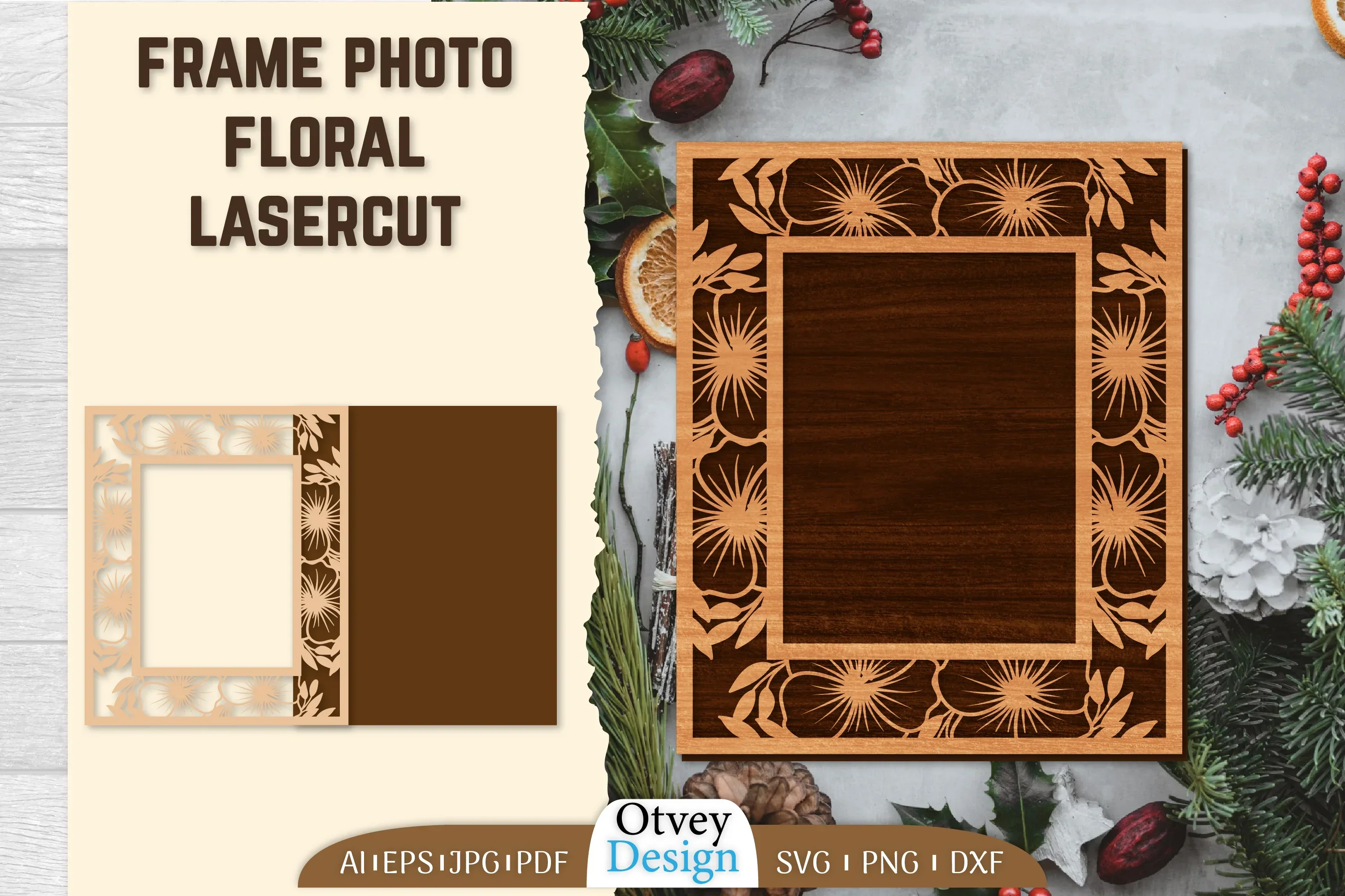 Floral Lasercut 2 Frame Photo SVG Bundle