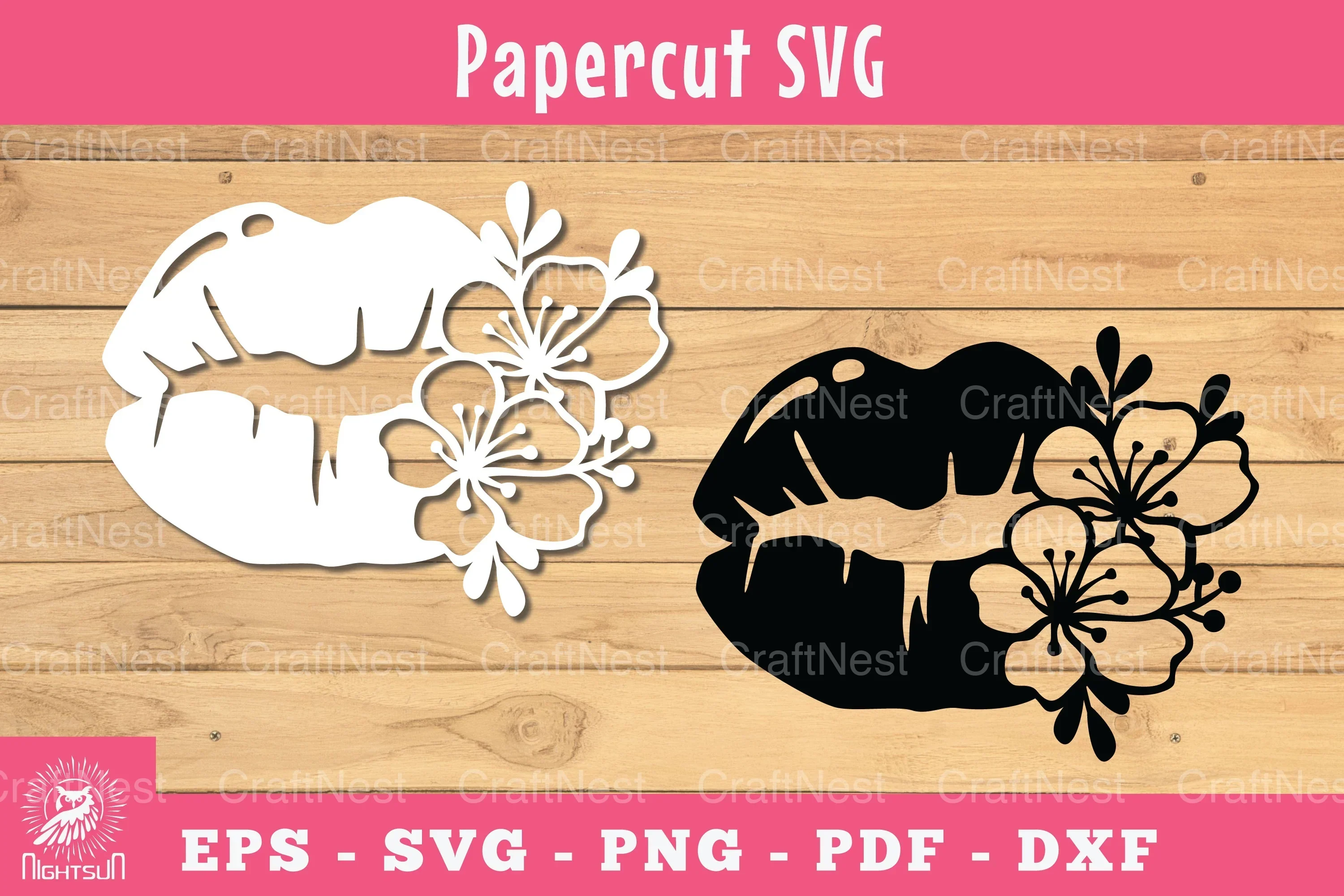 Floral Lips Papercut SVG Bundle
