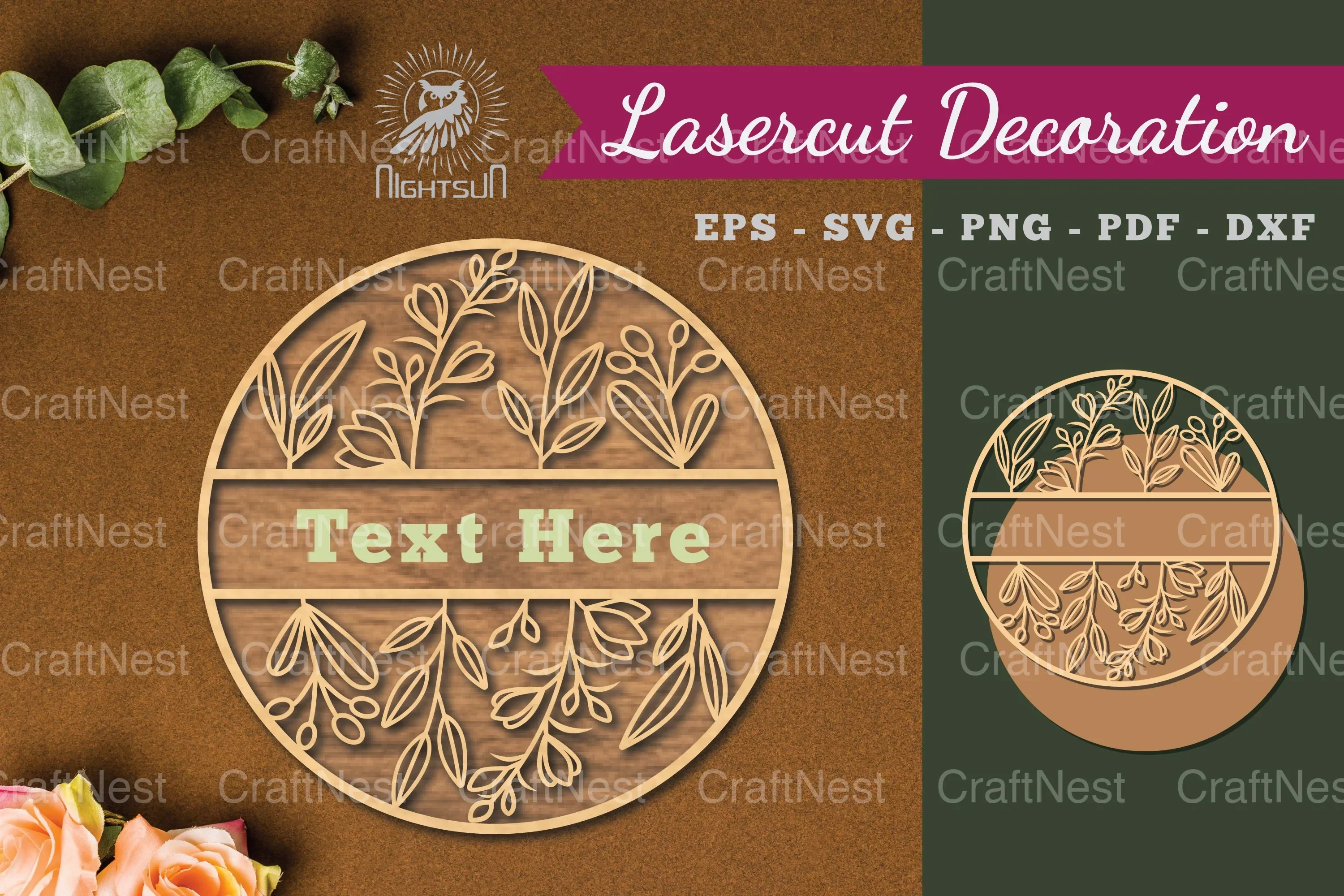 Floral Monogram Laser Cut Sign Clipart Bundle
