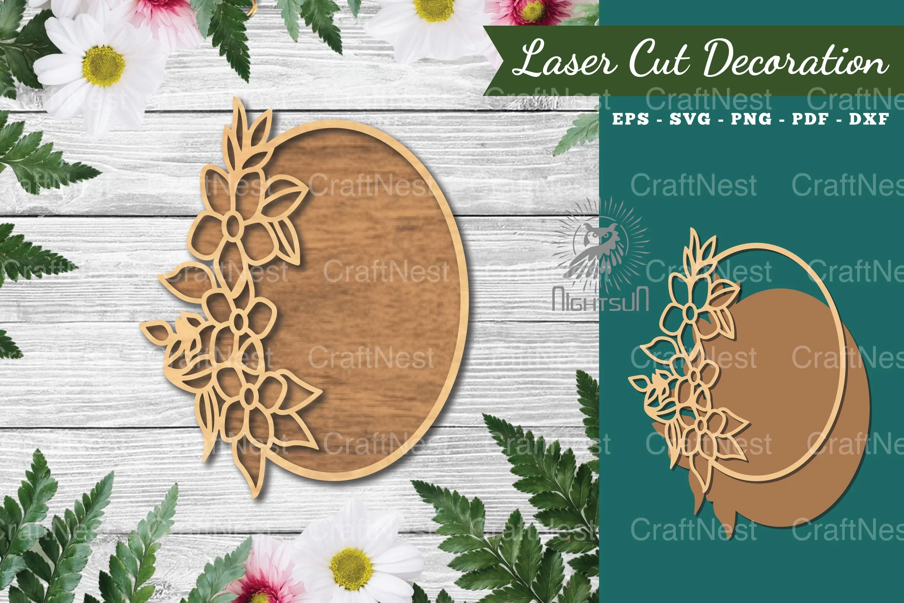 Floral Oval Laser Cut Sign Clipart Bundle