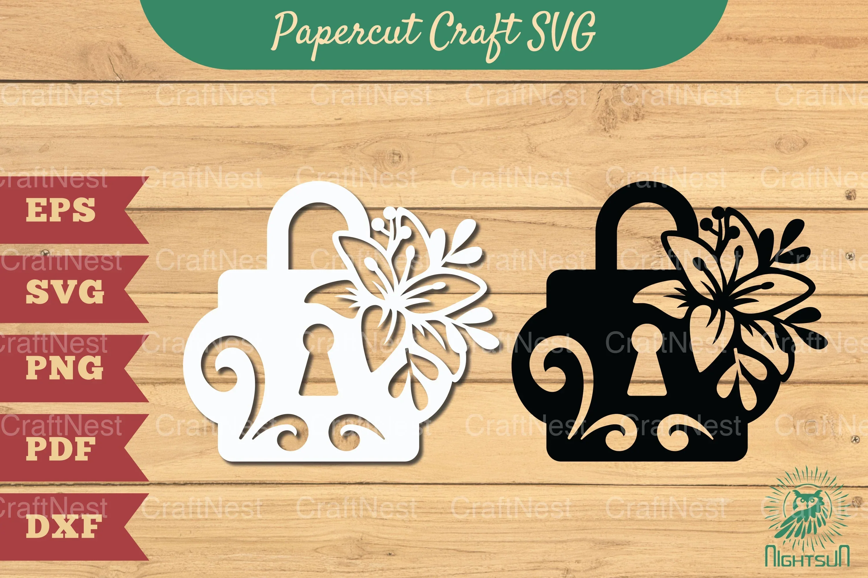 Floral Padlock Papercut SVG Bundle