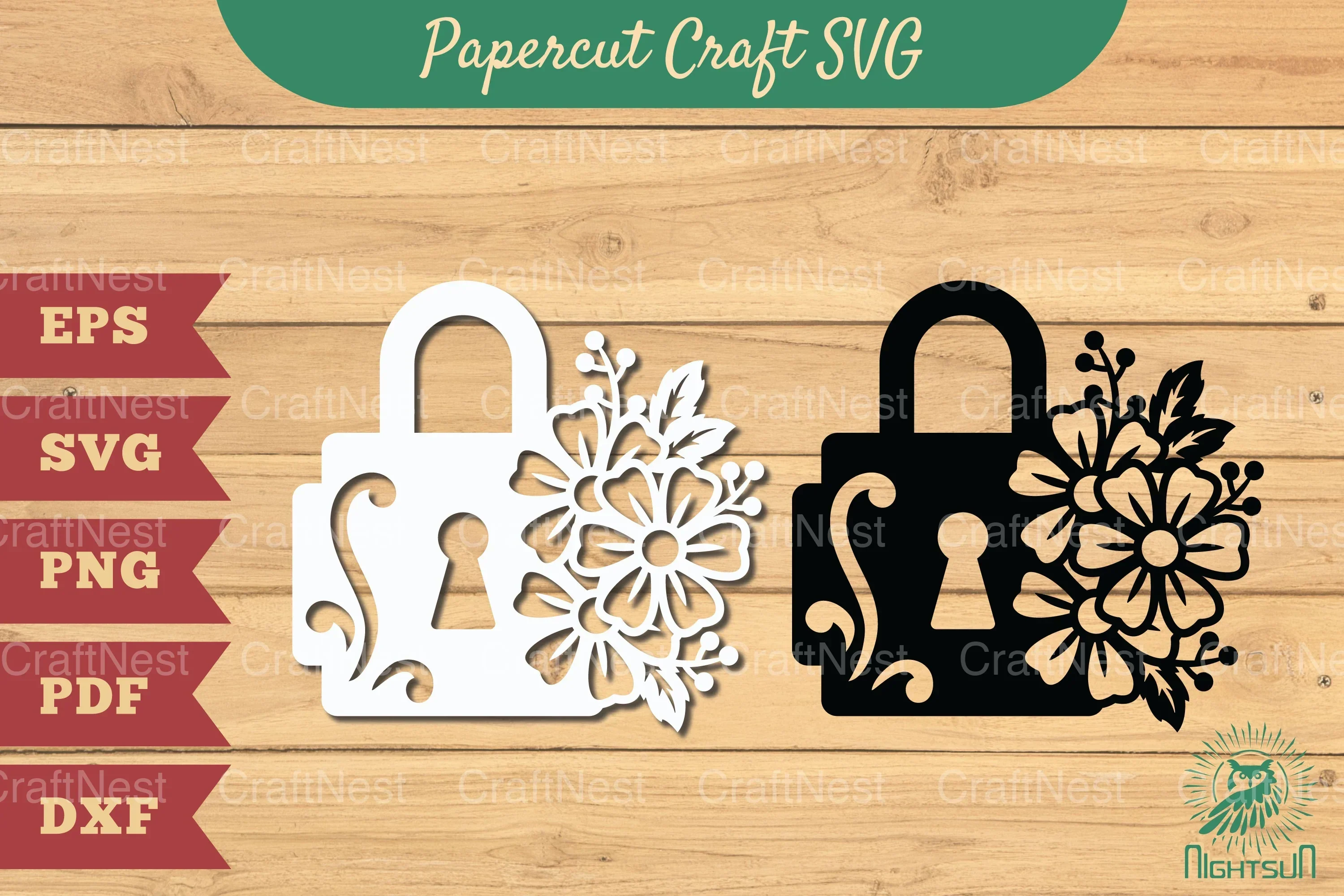 Floral Padlock Papercut SVG Bundle