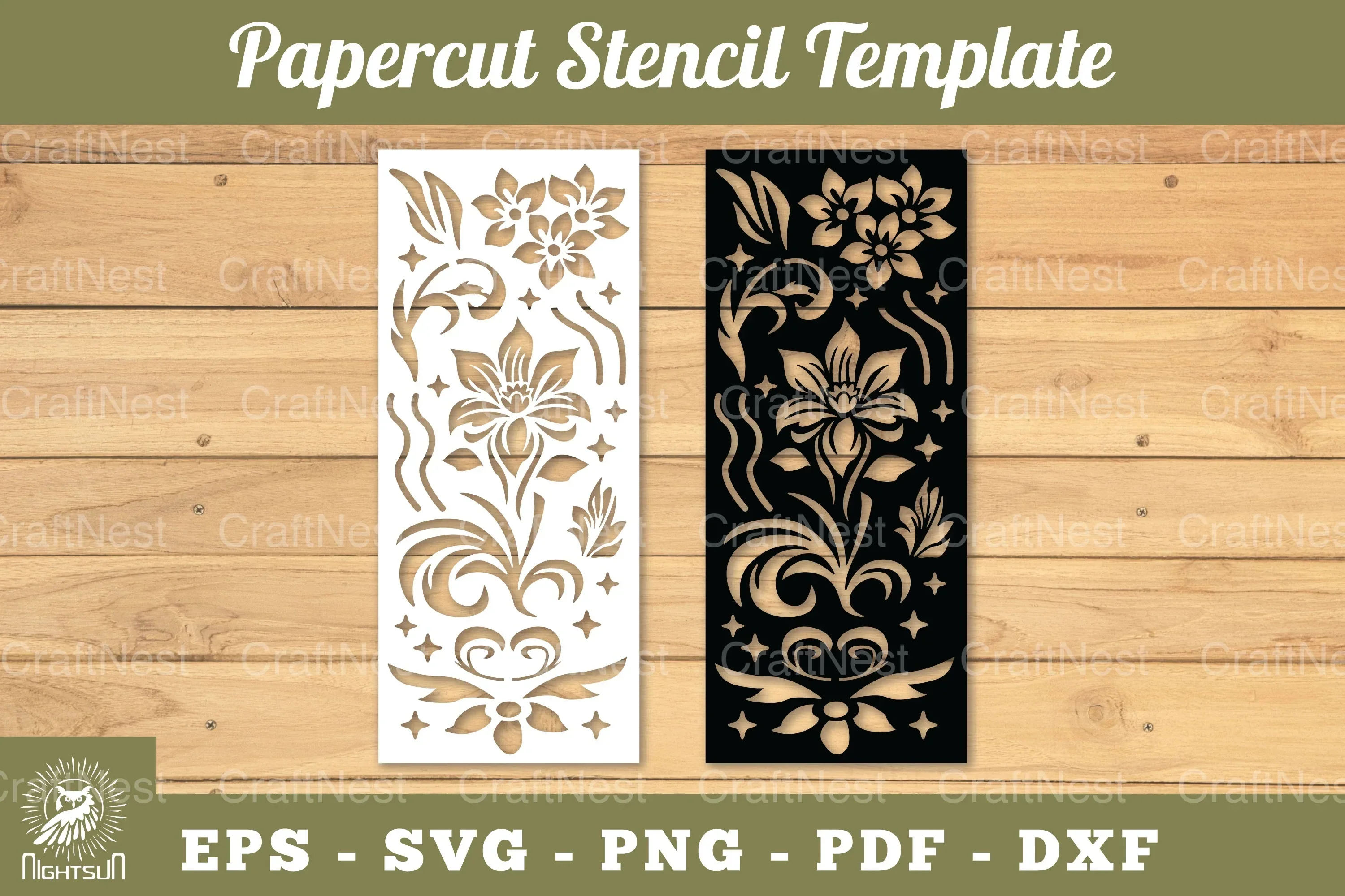 Floral Paper Cut Stencil Template Clipart Bundle