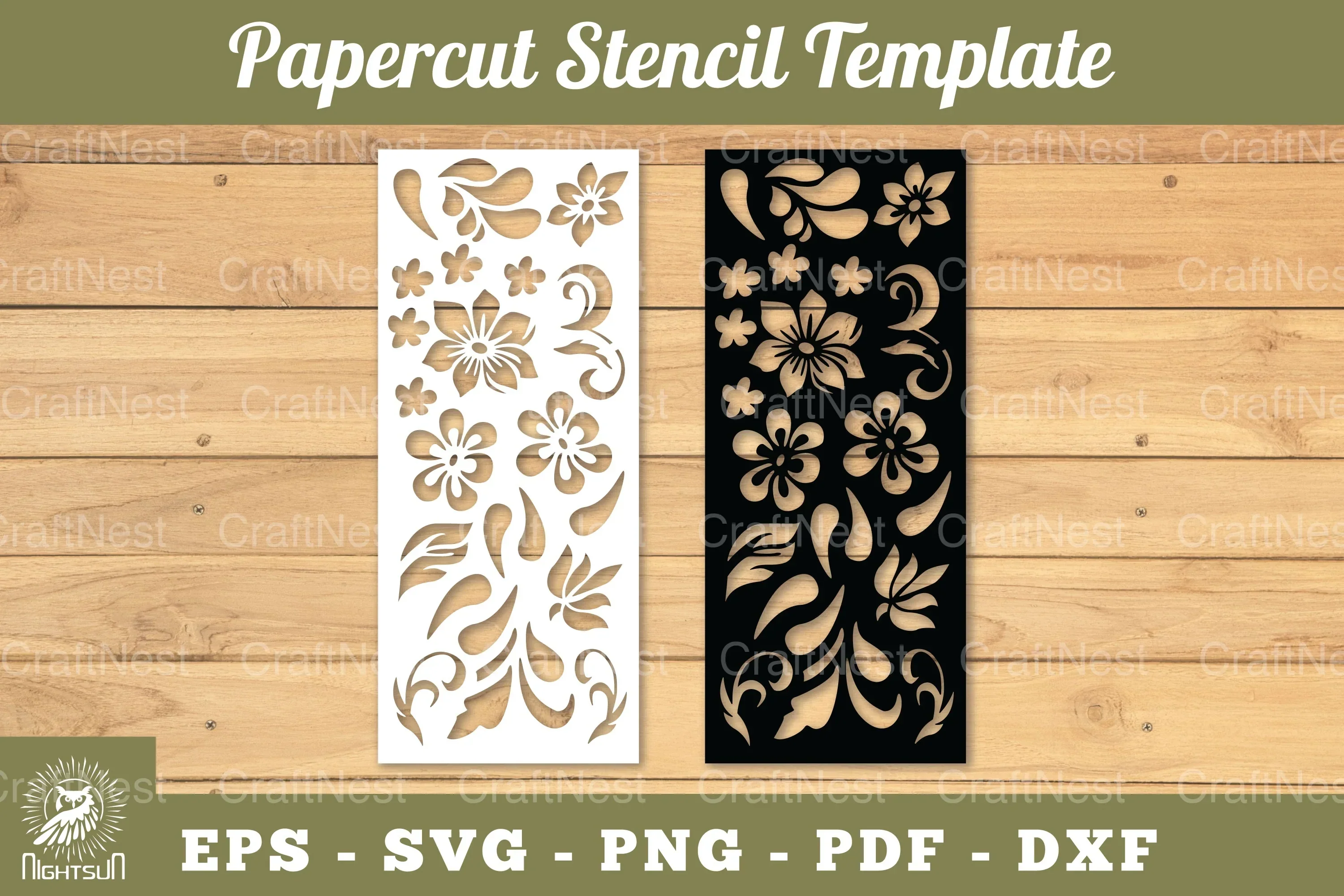 Floral Paper Cut Stencil Template Clipart Bundle