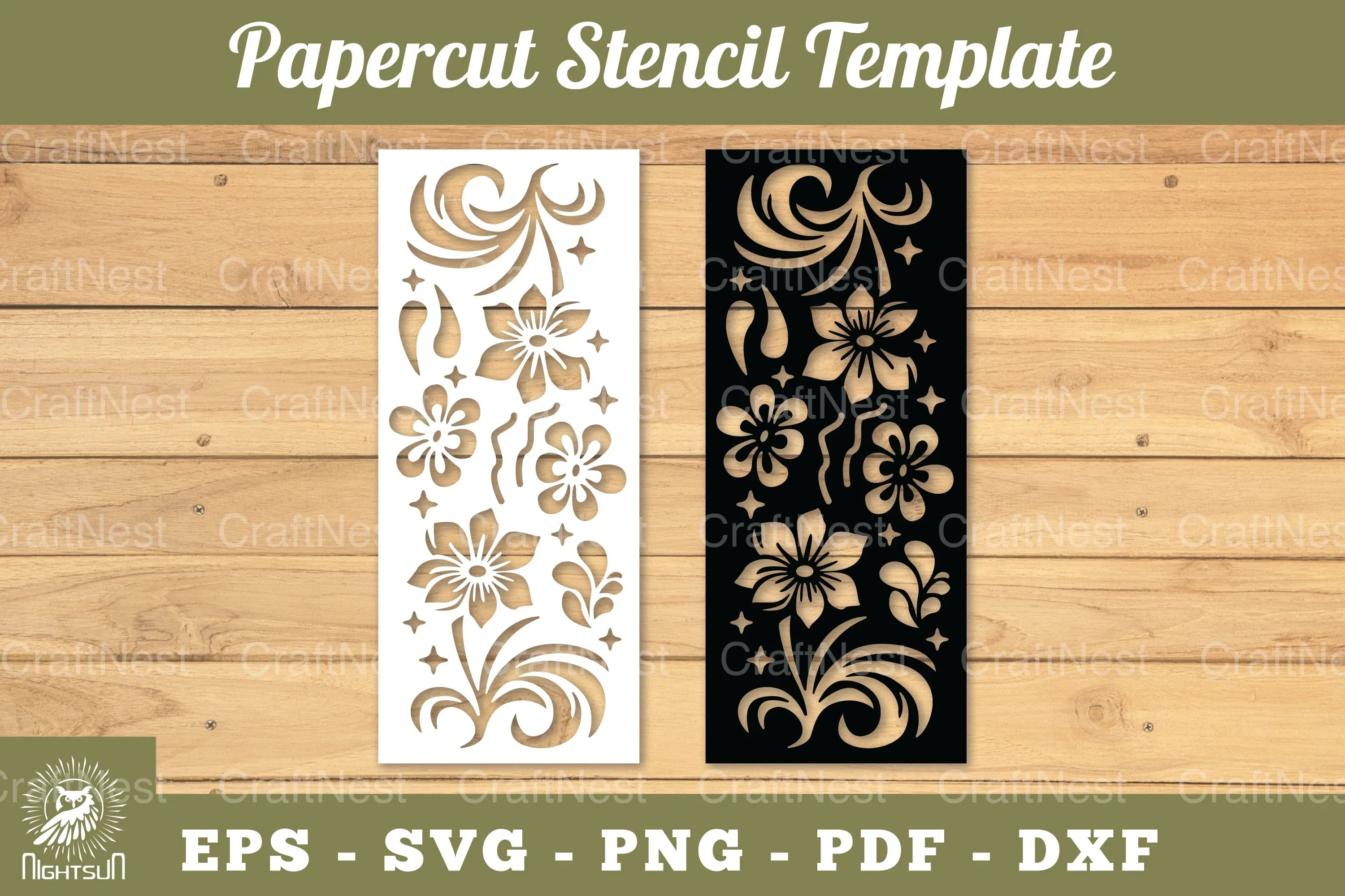 Floral Paper Cut Stencil Template Clipart Bundle