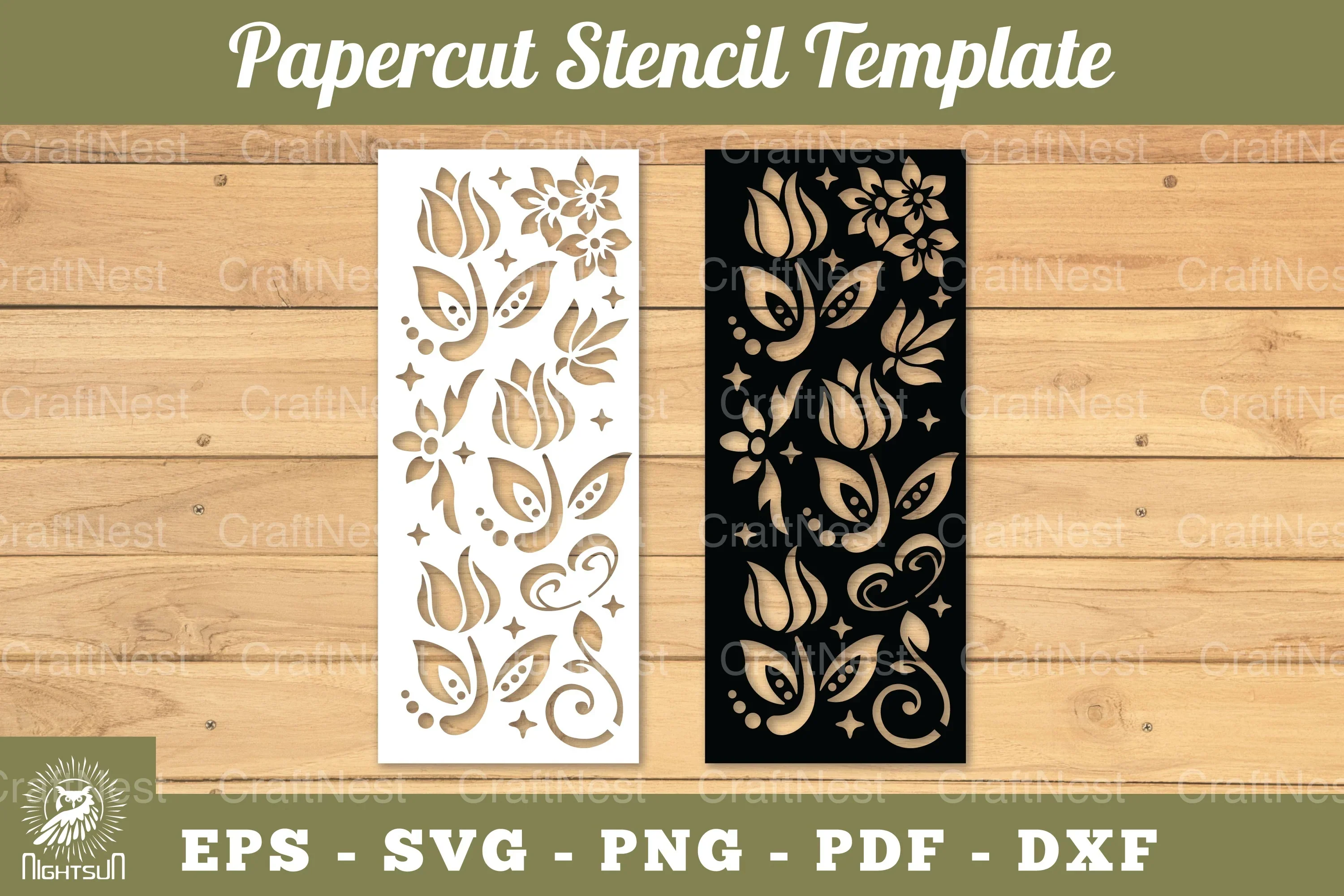 Floral Paper Cut Stencil Template Clipart Bundle