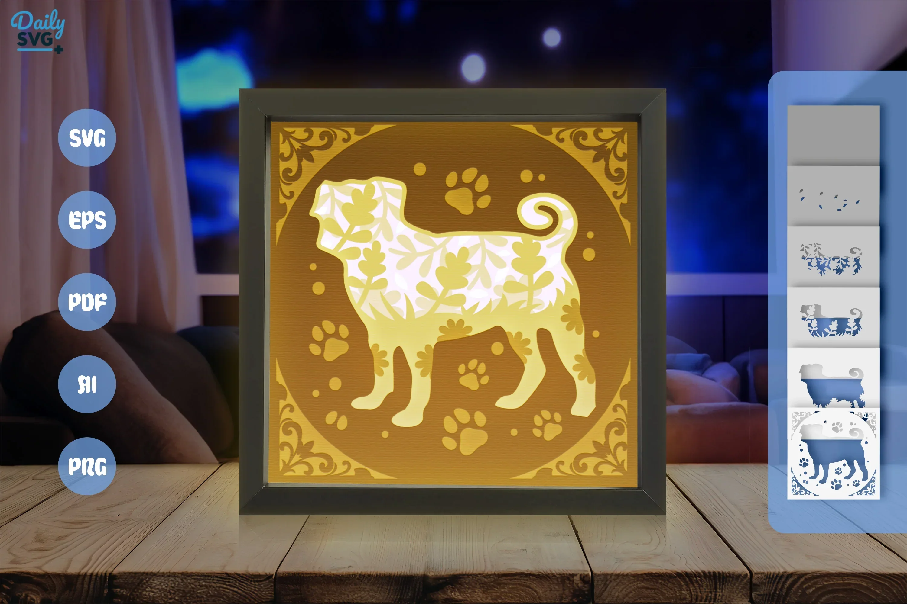 Floral Papercut Pitbull SVG Bundle - Image 3