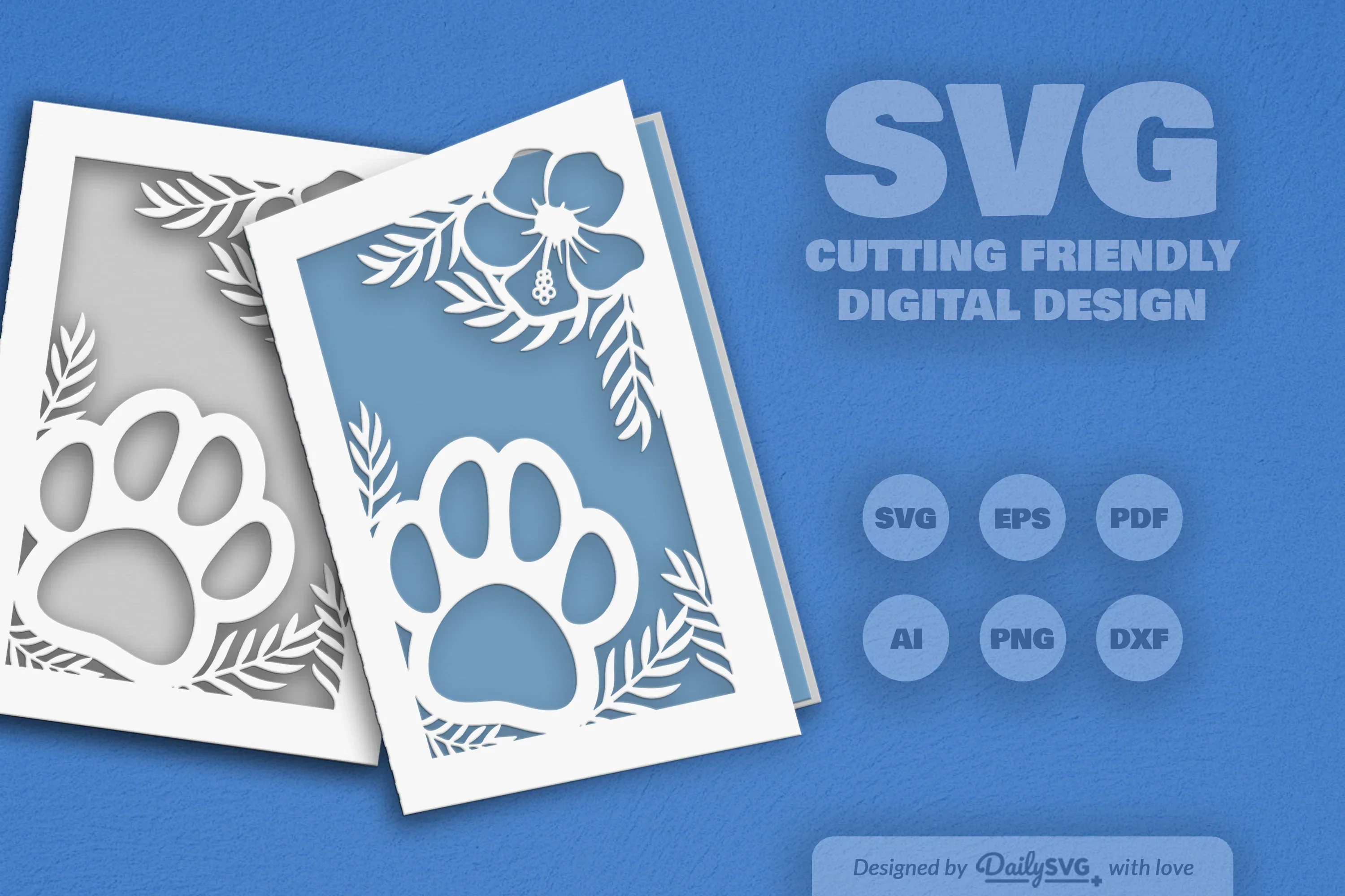 Floral Paw Greeting Card Clipart SVG Bundle - Image 4