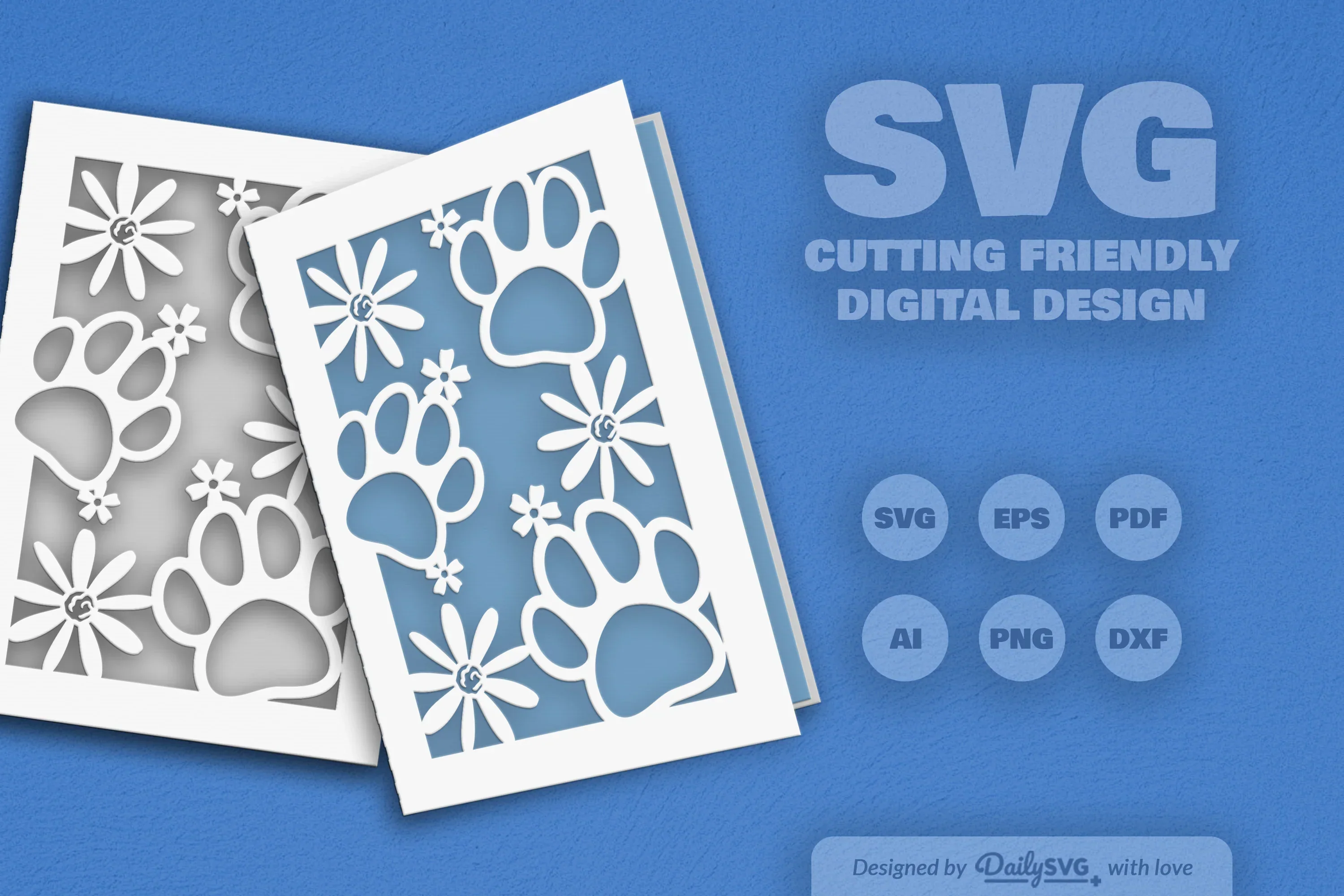 Floral Paw Greeting Card Clipart SVG Bundle - Image 6