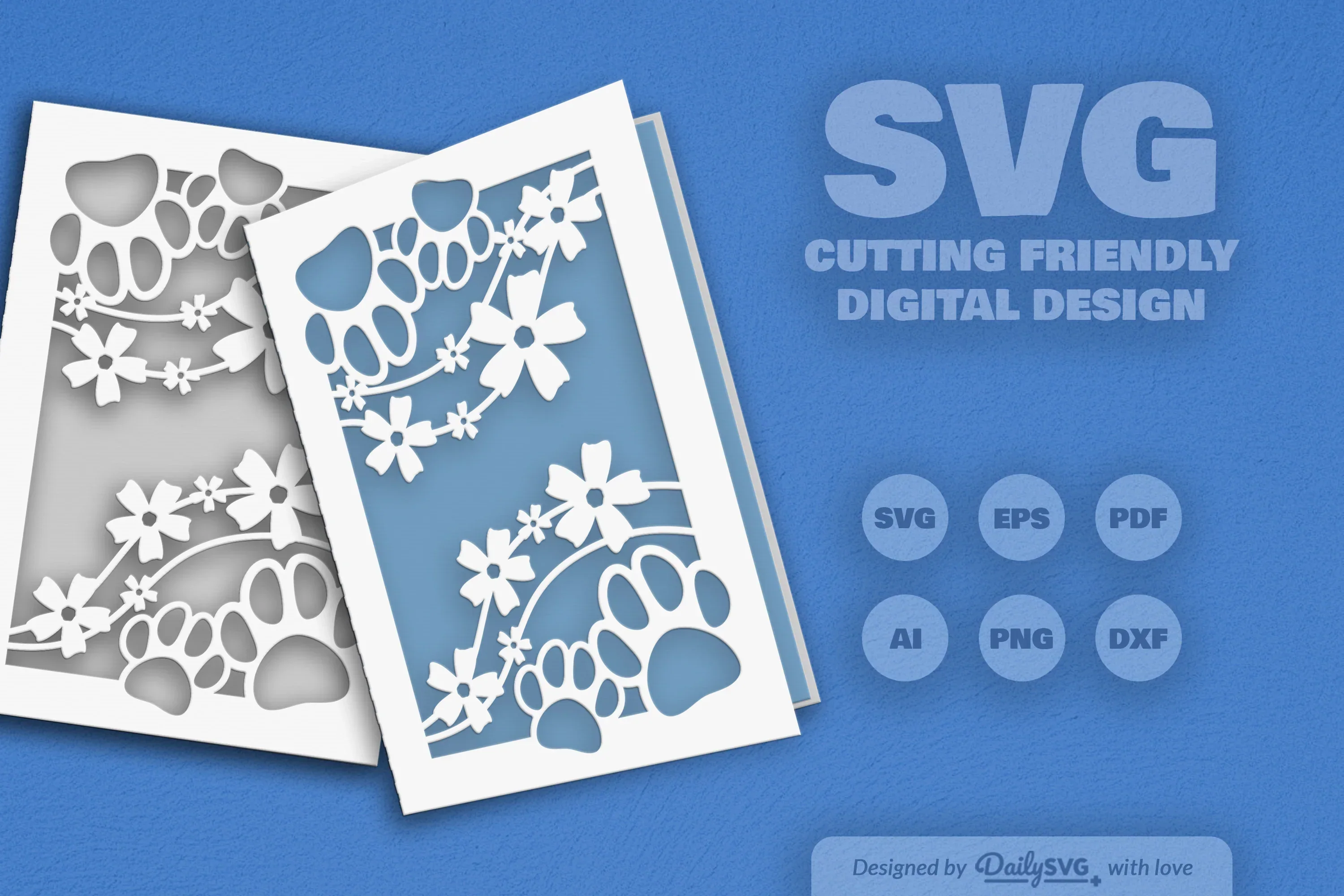 Floral Paw Greeting Card Clipart SVG Bundle - Image 9
