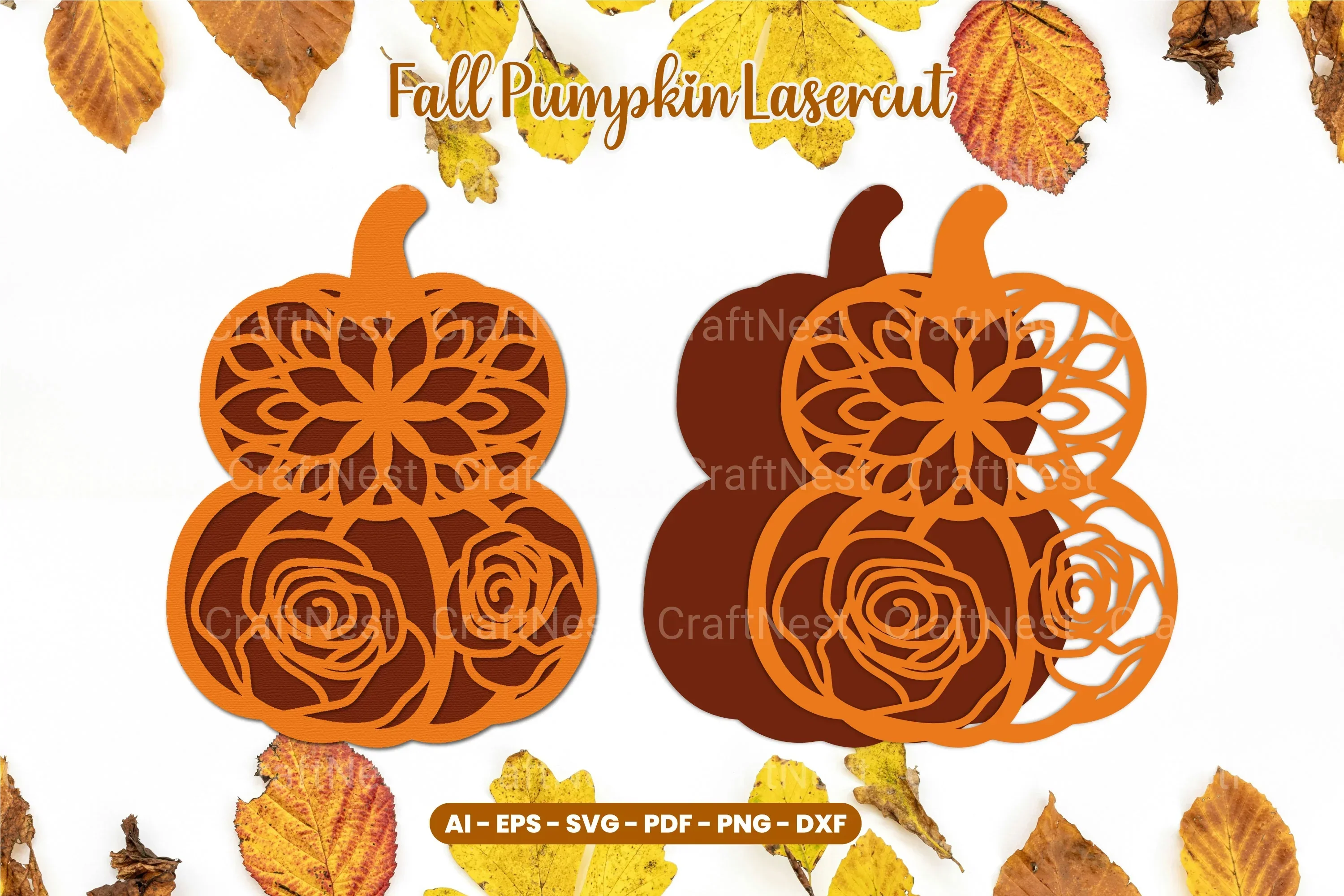 Floral Pumpkin Laser Cut SVG Bundle